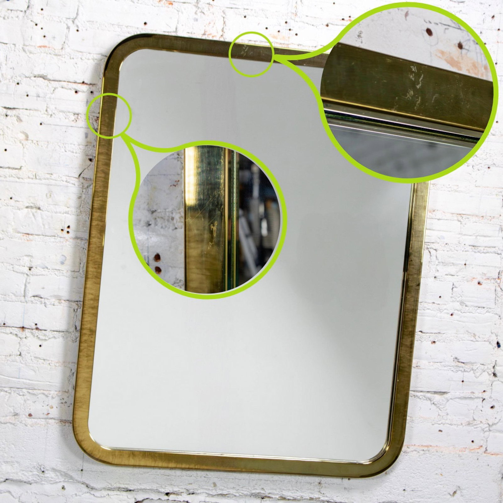 Late 20th Century Modern Wall Mirror by Milo Baughman for Thayer Coggin Brass Lamé Shape Frame - 17