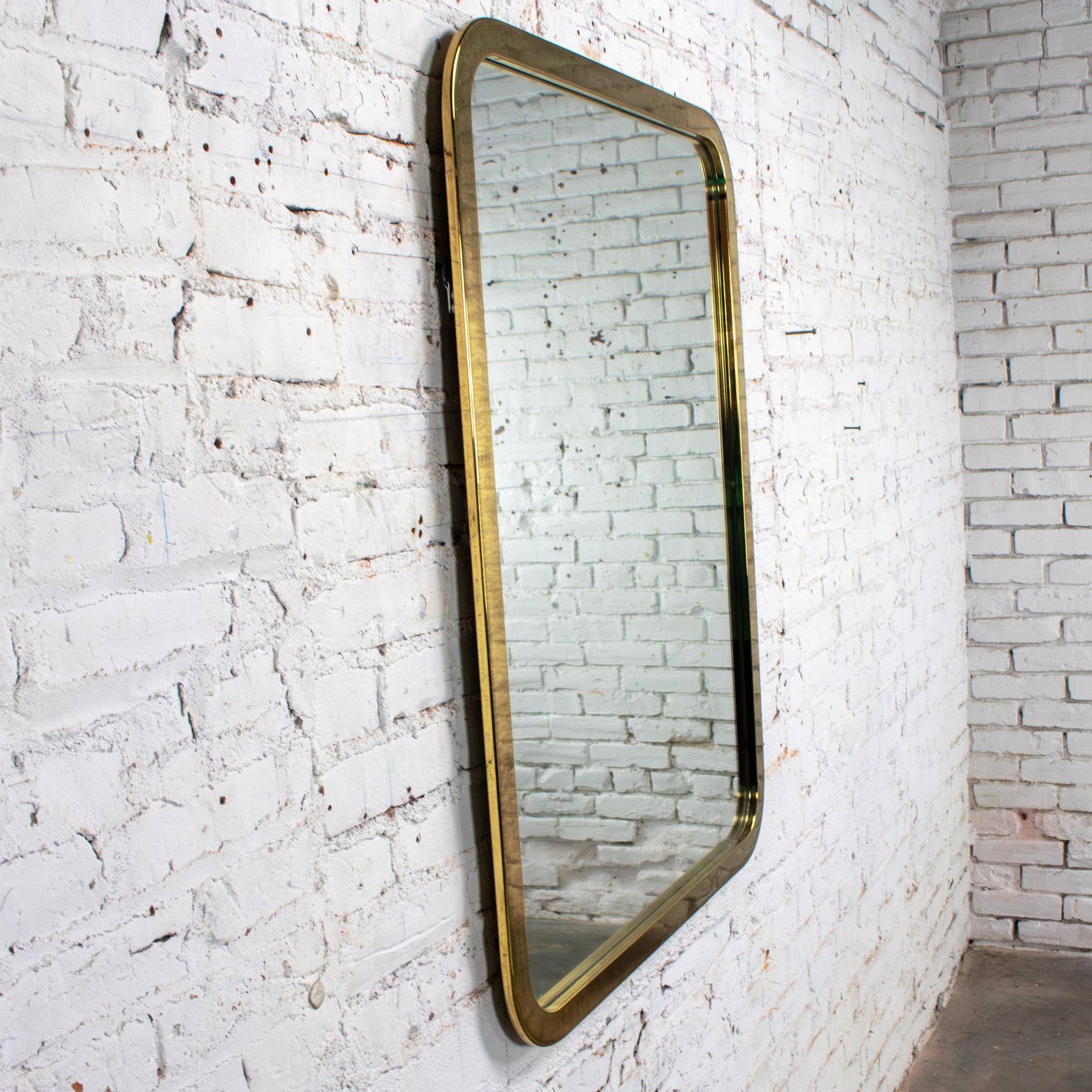 Late 20th Century Modern Wall Mirror by Milo Baughman for Thayer Coggin Brass Lamé Shape Frame - 8