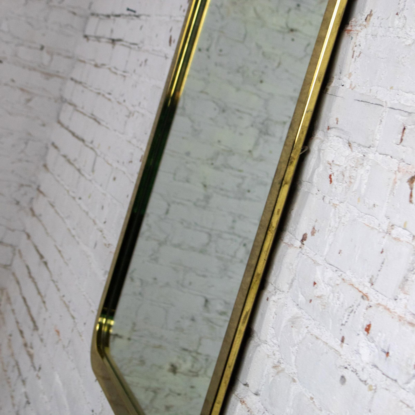 Late 20th Century Modern Wall Mirror by Milo Baughman for Thayer Coggin Brass Lamé Shape Frame - 9