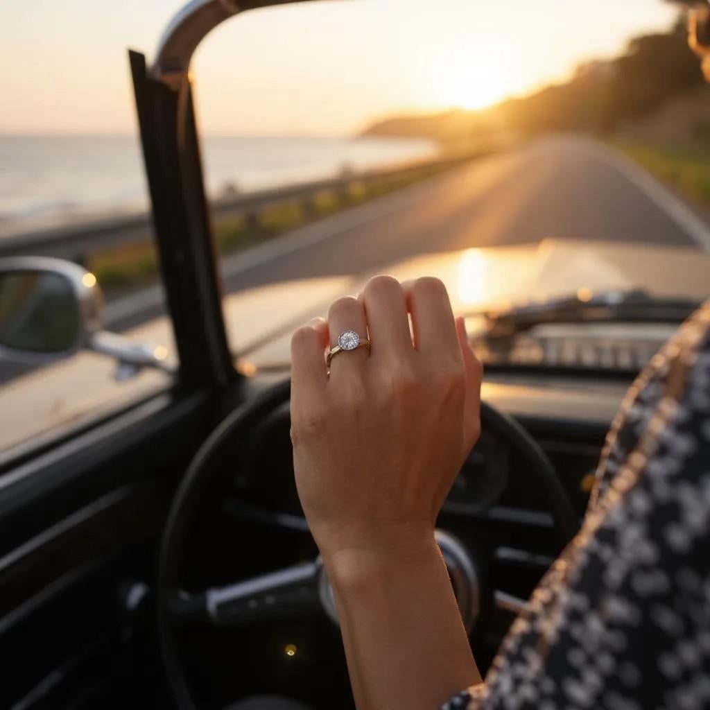 14k Yellow and White Gold 0.50 Carat Diamond Solitaire Ring, Size 5.5 - 7