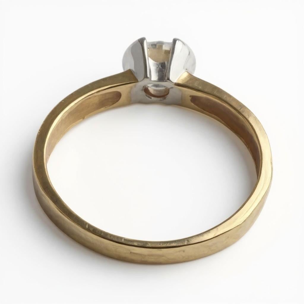 14k Yellow and White Gold 0.50 Carat Diamond Solitaire Ring, Size 5.5 - 9