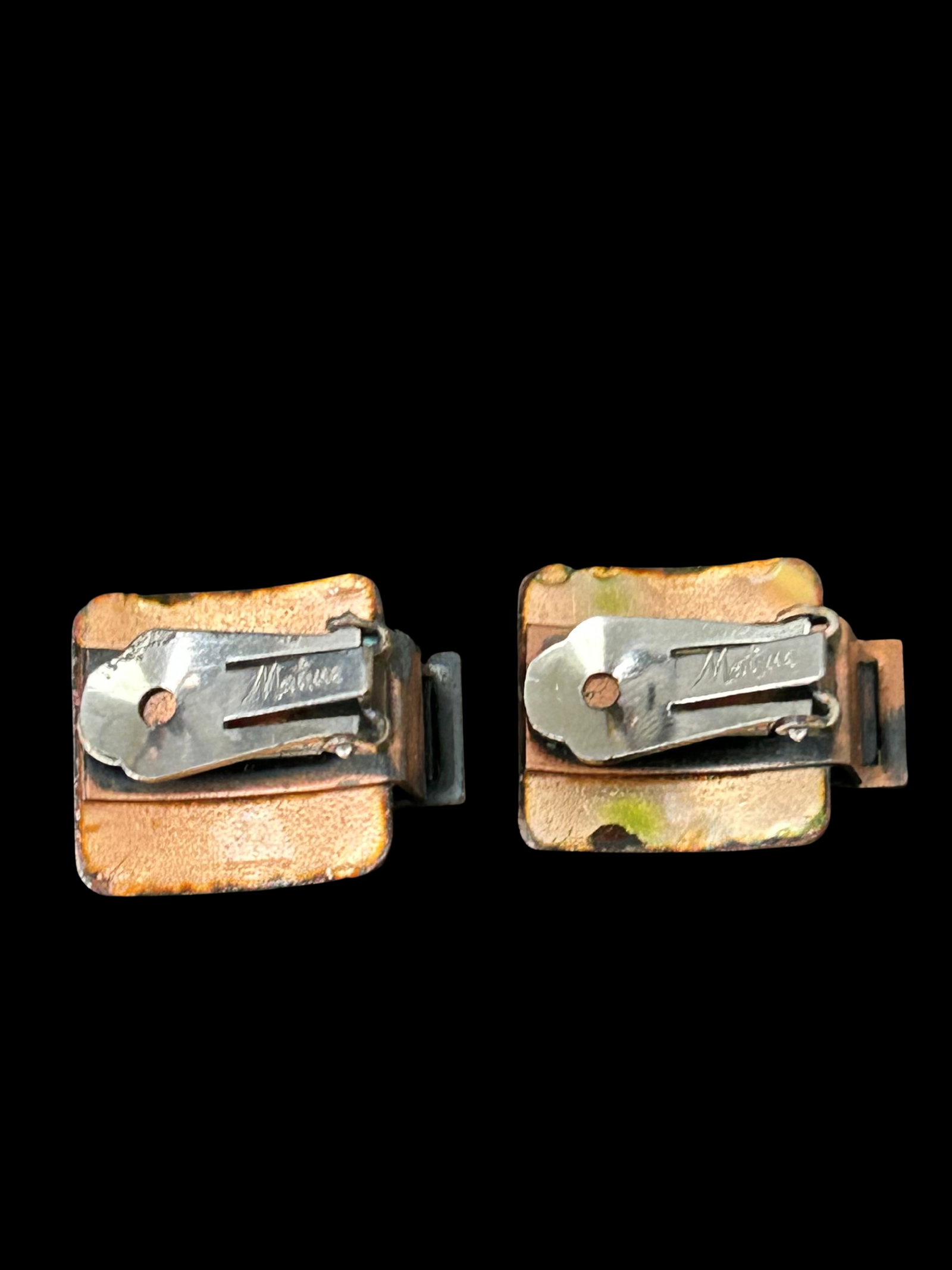 Vintage Matisse by Renoir Confetti Enamel Copper Clip-on Earrings | Mid-Century Modern Abstract Jewe - 6