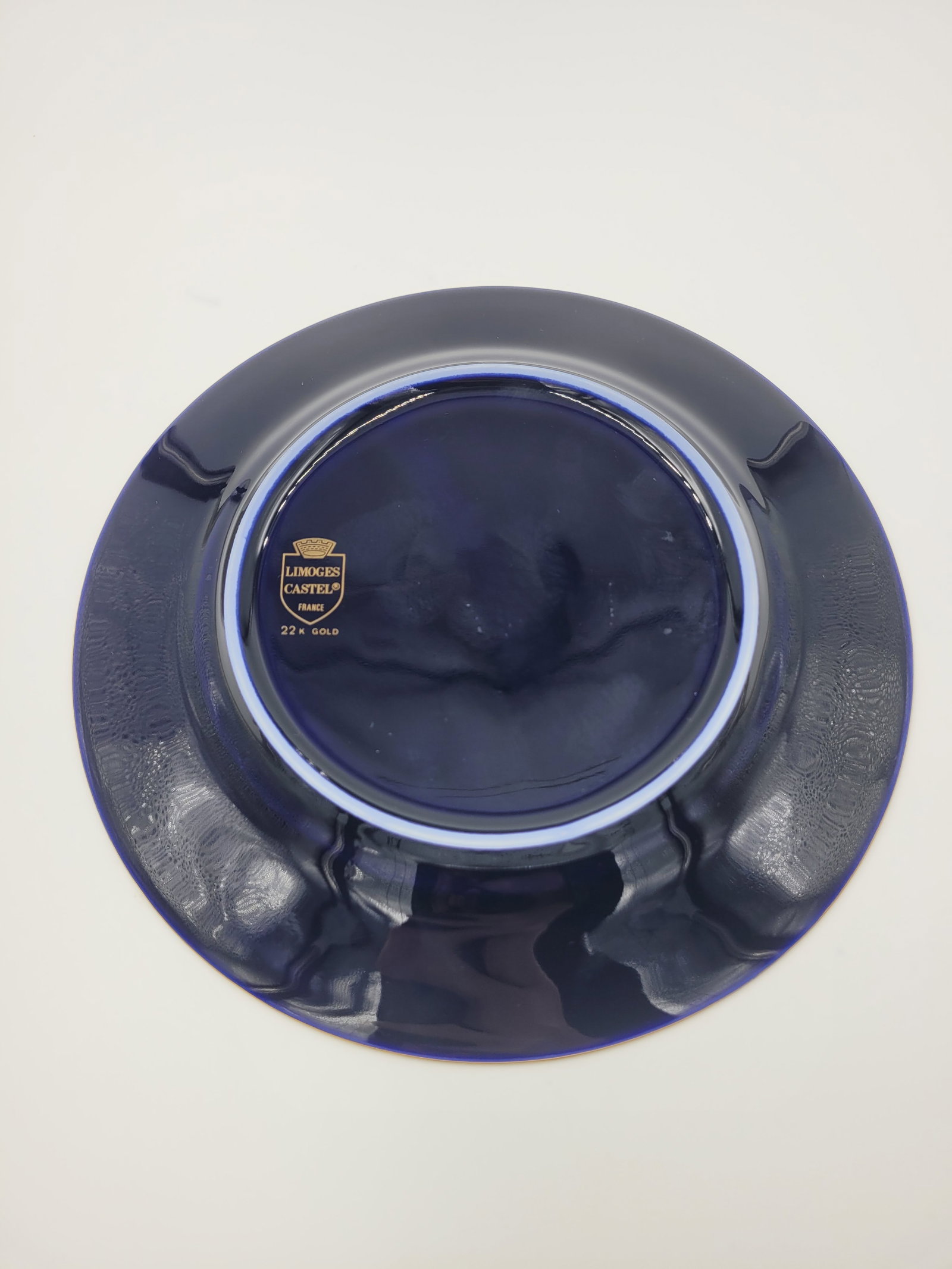 Vintage Limoges Castel Cobalt Blue & 22k Gold Courting Couple Decorative Plate - 2