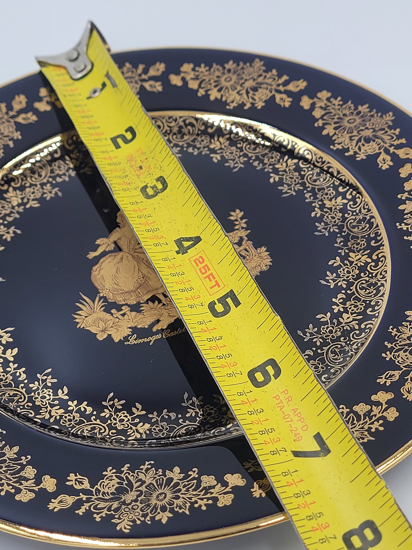 Vintage Limoges Castel Cobalt Blue & 22k Gold Courting Couple Decorative Plate - 9