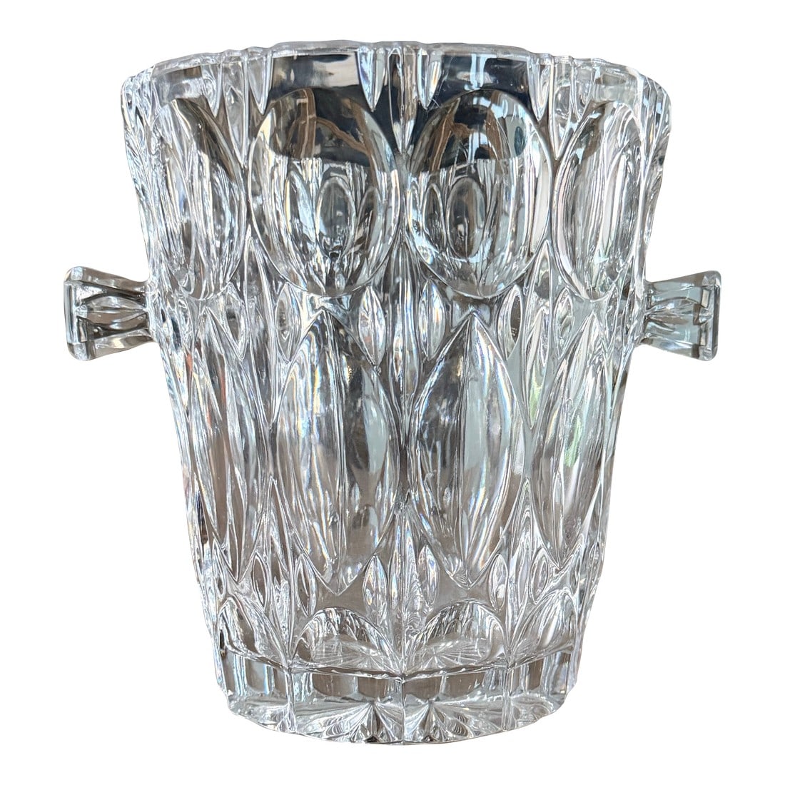 Crystal Champagne Bucket or Ice Bucket: Nice and heavy crystal ice bucket that will look so elegant at your next soirée! Condition: Alterations: Original Condition Unaltered Imperfections: Some Imperfections Condition Notes: One