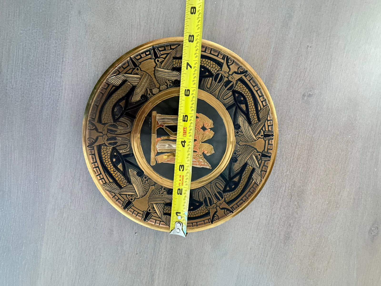 Vintage Handmade Egyptian Plate Gold and Copper - 3