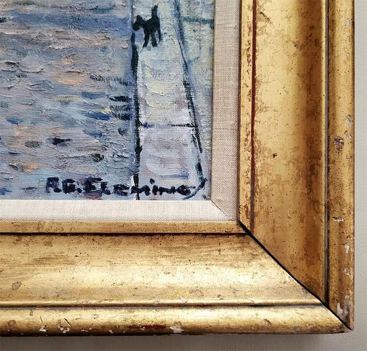 Charming Vintage Signed Oil Painting "Flower Market" - F. G.Fleming - 6