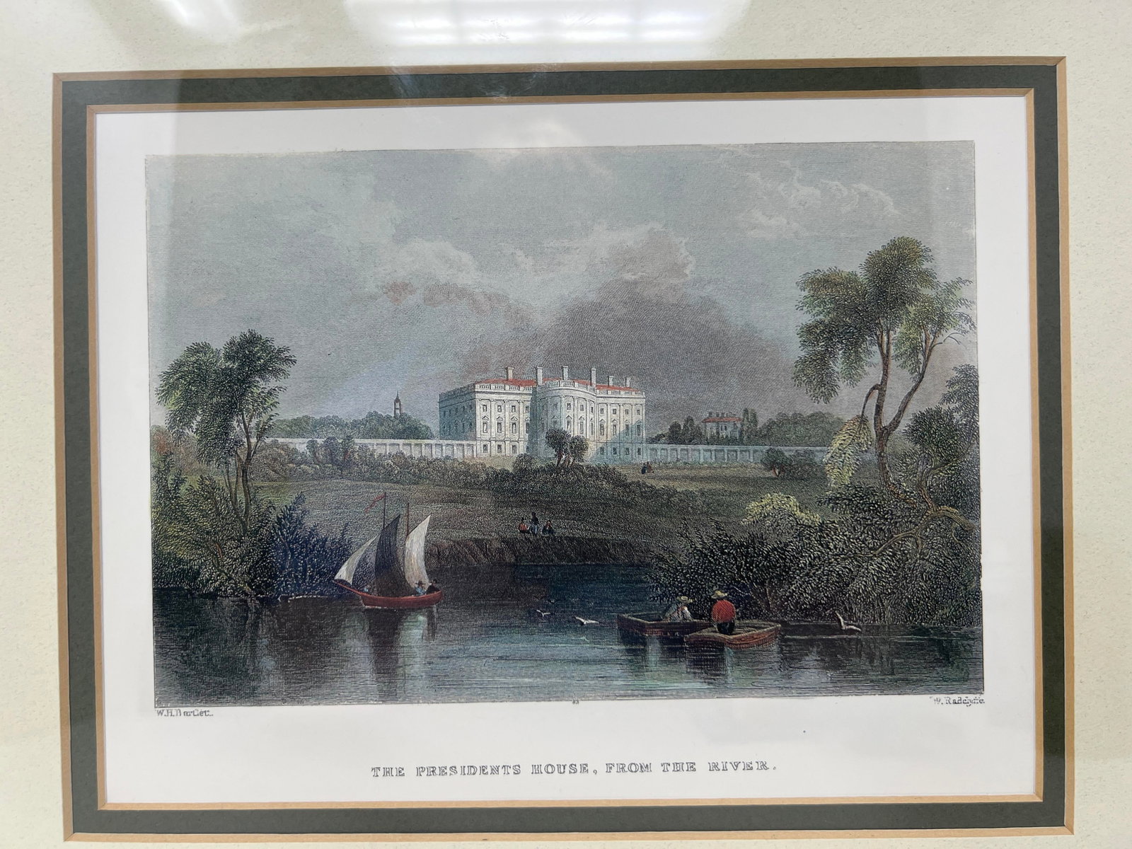 19th Century Hand-Colored Engraving of the White House, "The President's House, From the River" - 4
