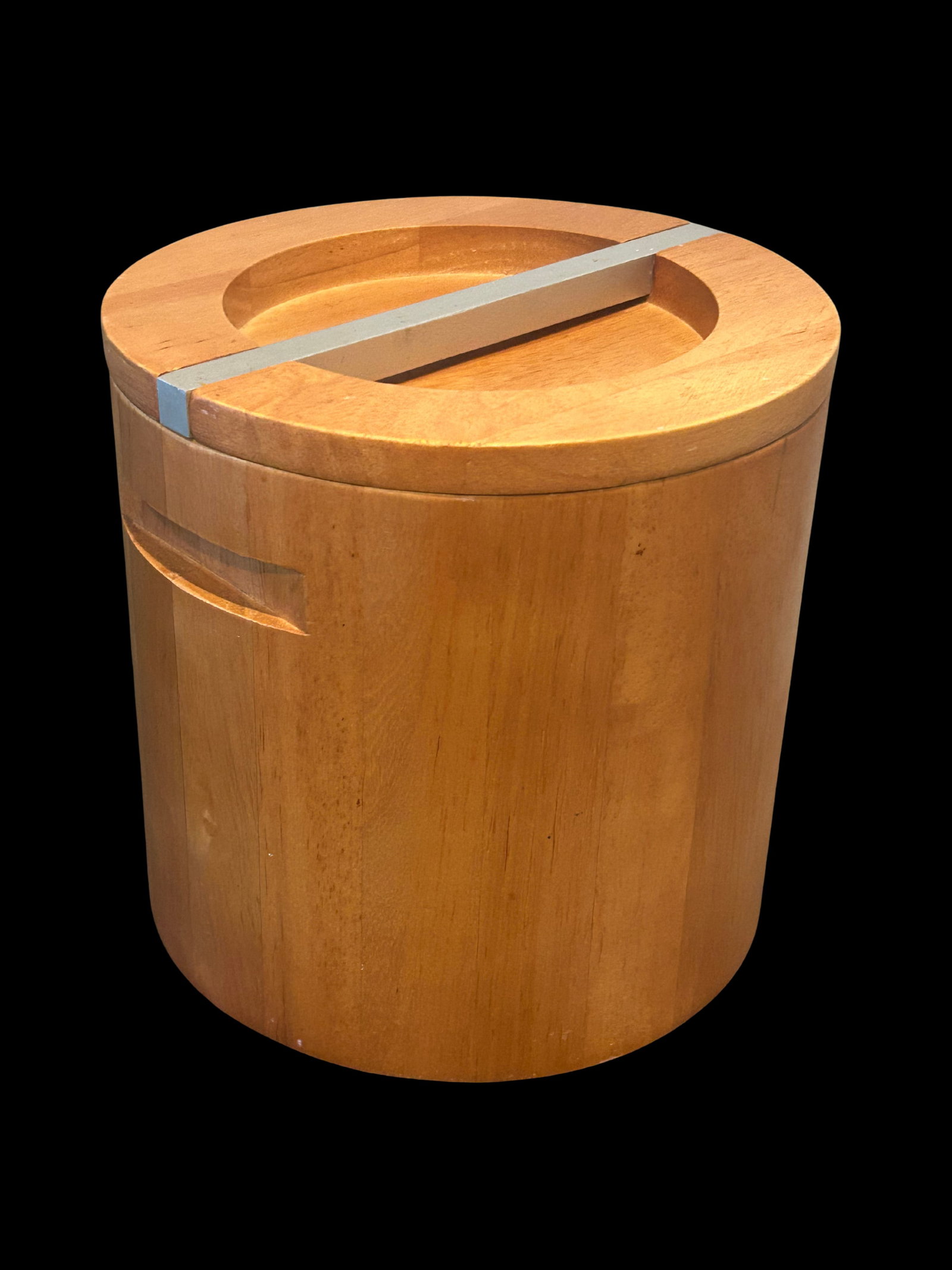 Vintage Mid-Century Modern Wooden Ice Bucket | Scandinavian Teak or Maple Barware With Metal Handle - 10