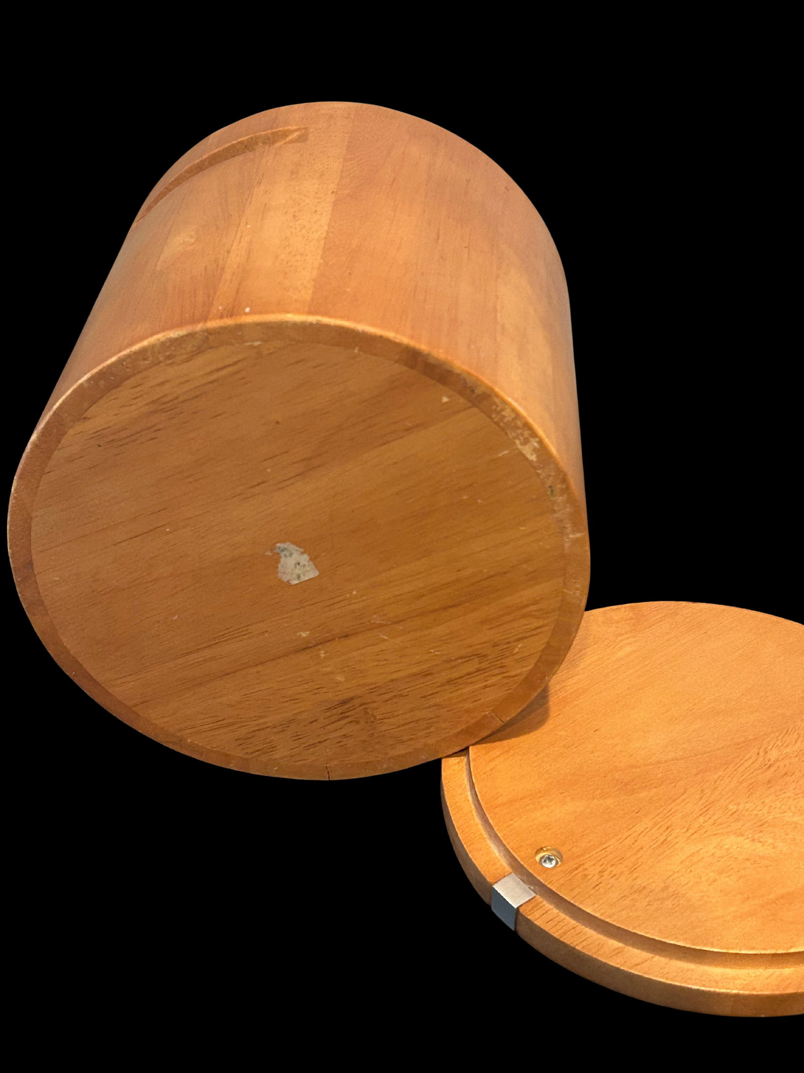 Vintage Mid-Century Modern Wooden Ice Bucket | Scandinavian Teak or Maple Barware With Metal Handle - 11