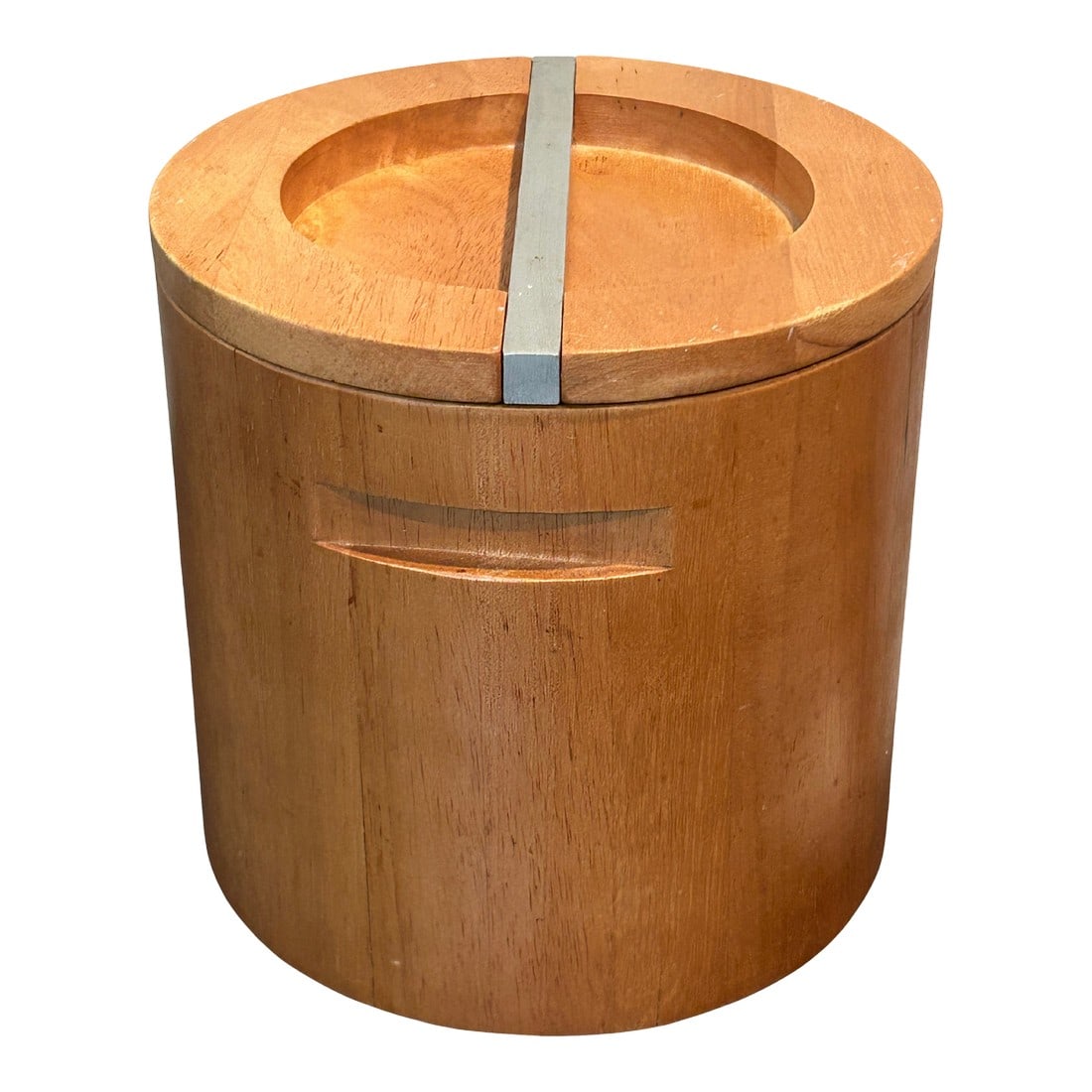 Vintage Mid-Century Modern Wooden Ice Bucket | Scandinavian Teak or Maple Barware With Metal Handle (1 of 11)