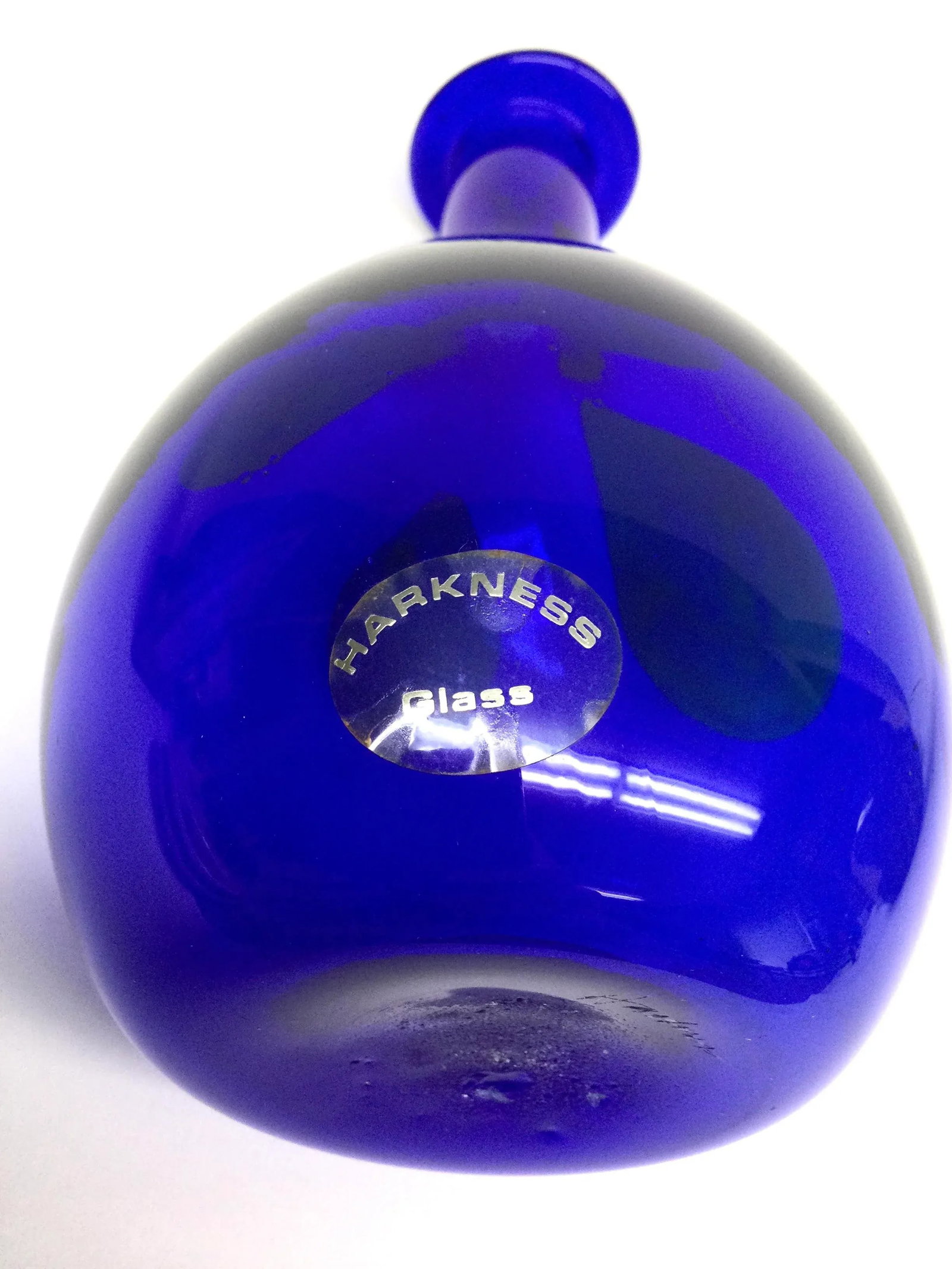 1970's Harkness Hand Blown Cobalt Blue Glass Vase - 8