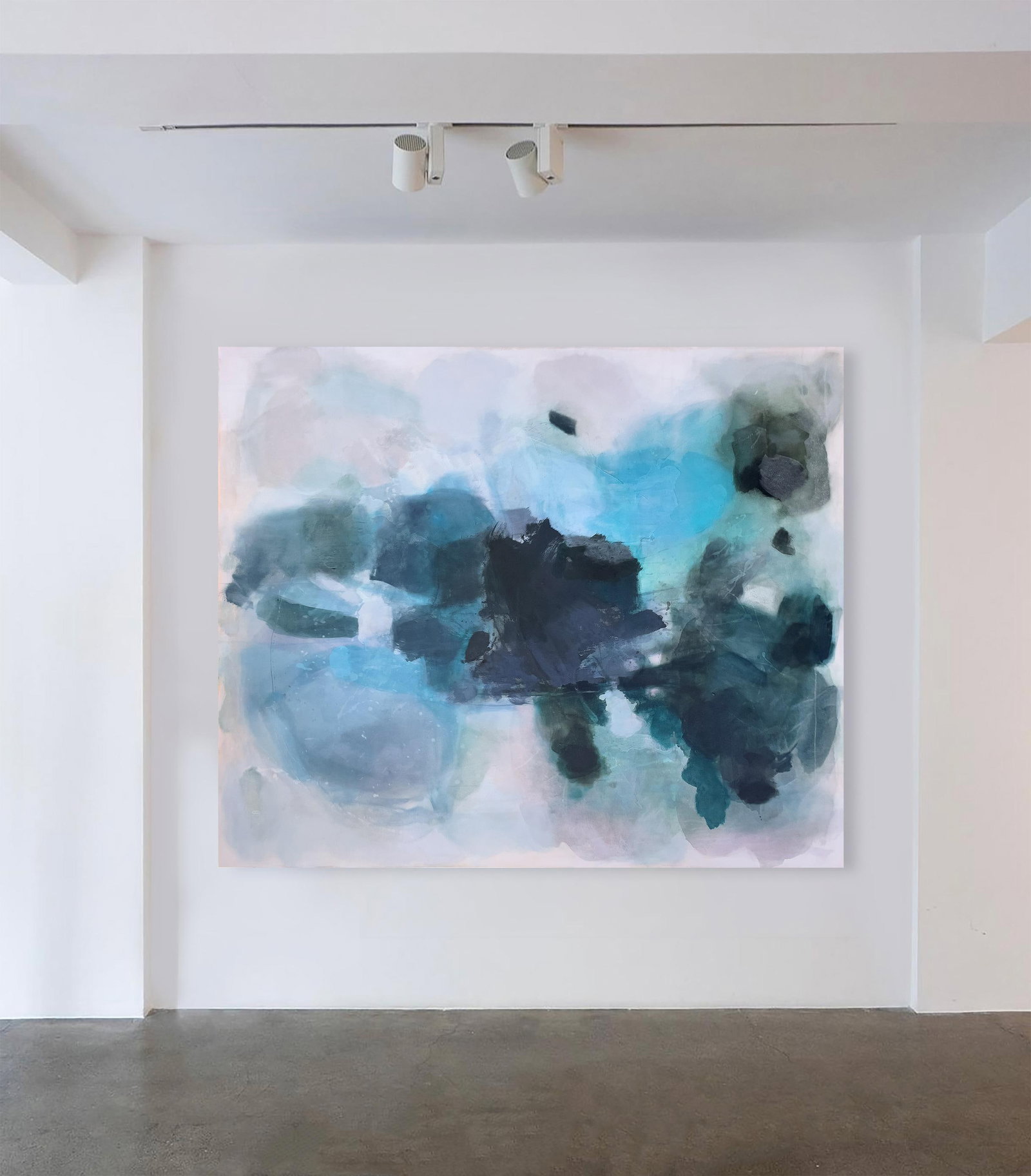 I Lose Myself Lyrical Abstract Painting in Moody Blues & Earthy Greens by Stacey Warnix - 4