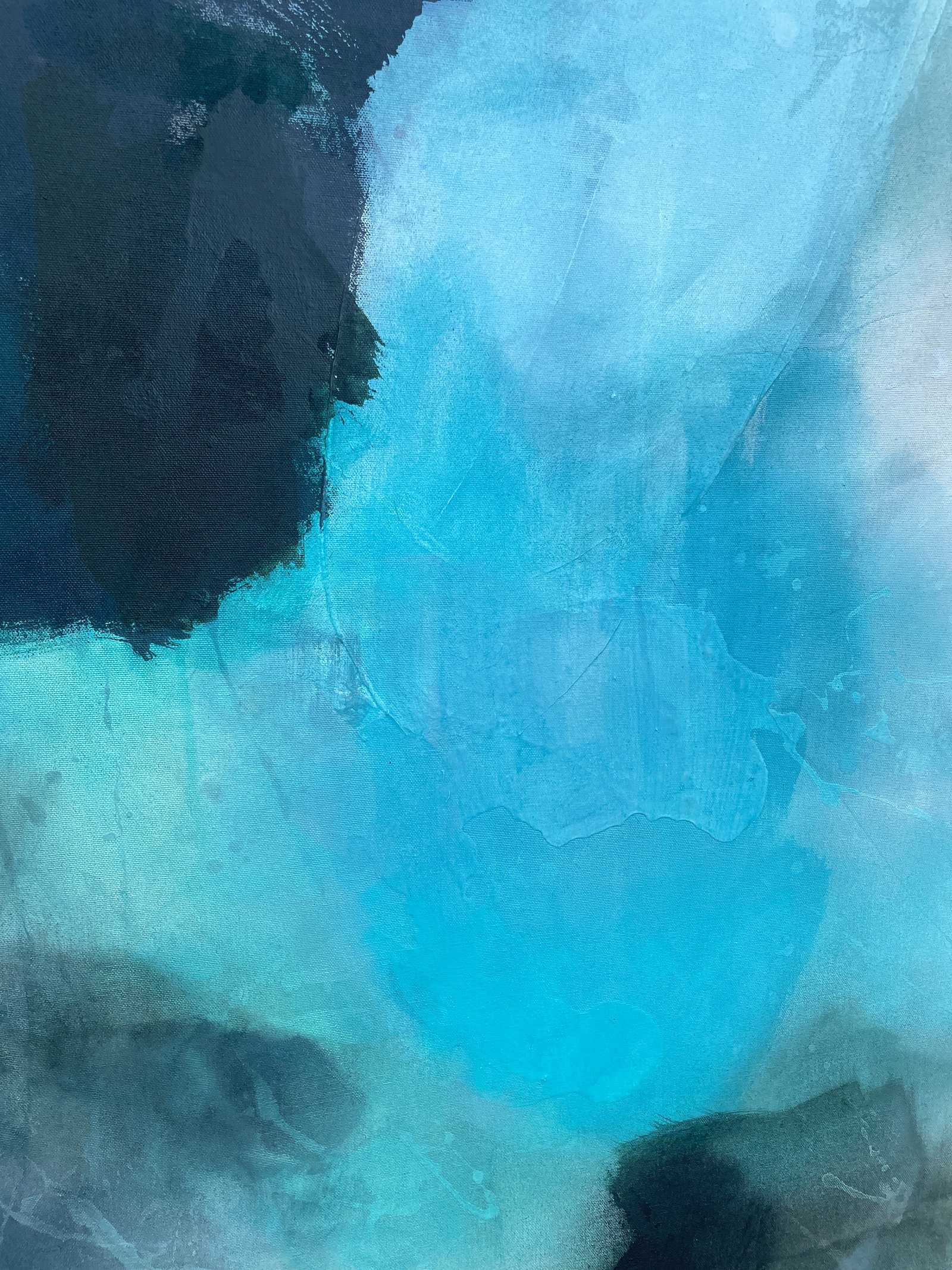 I Lose Myself Lyrical Abstract Painting in Moody Blues & Earthy Greens by Stacey Warnix - 8