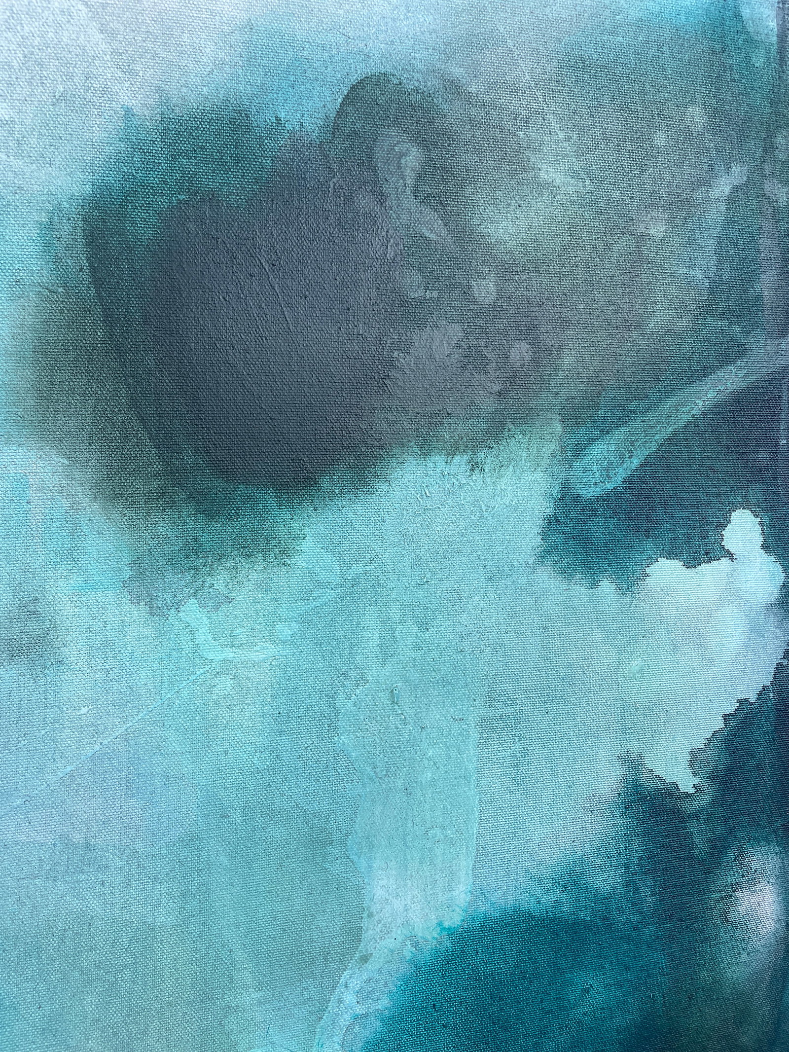 I Lose Myself Lyrical Abstract Painting in Moody Blues & Earthy Greens by Stacey Warnix - 9