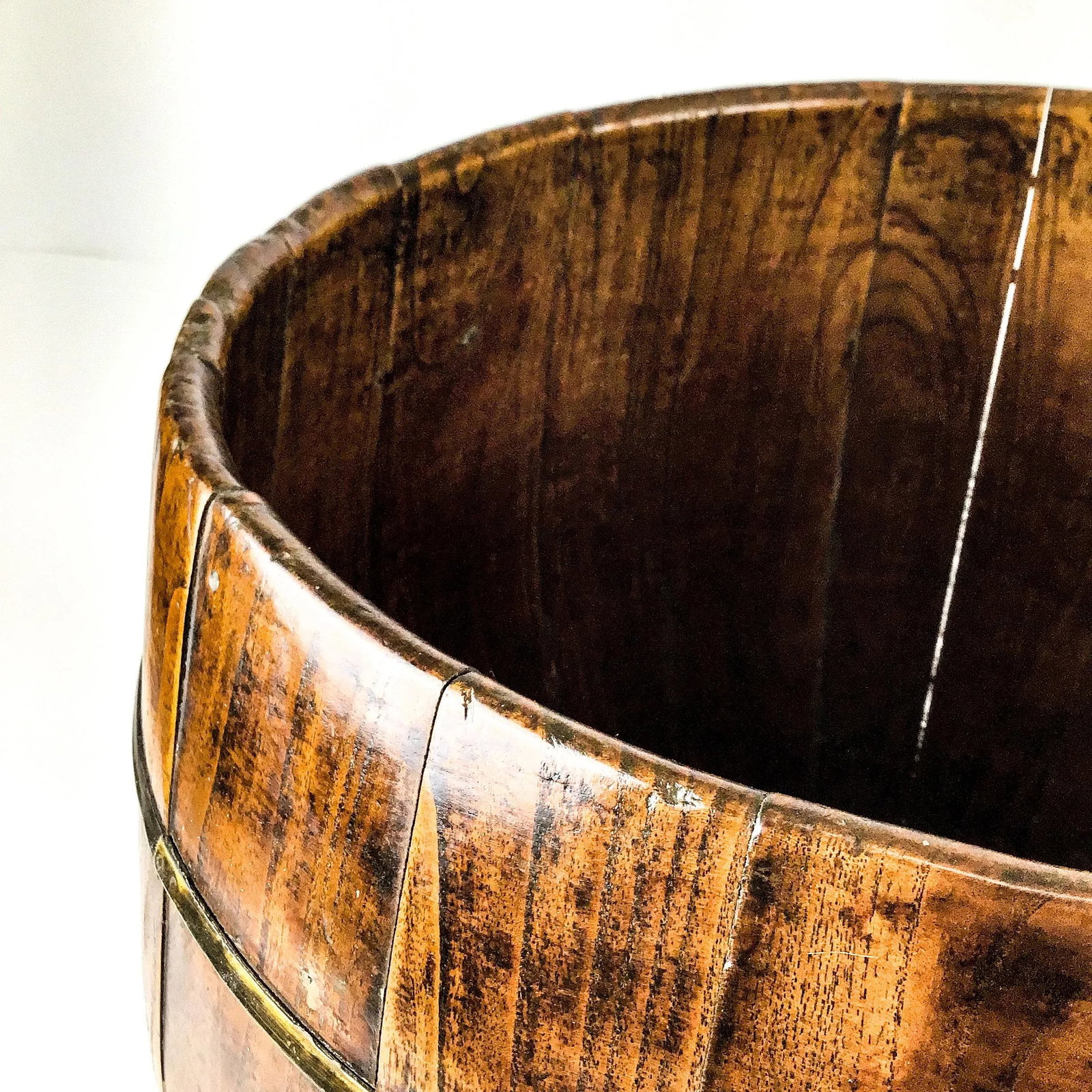 Antique Chinese Wood Rice Container Planter - 10