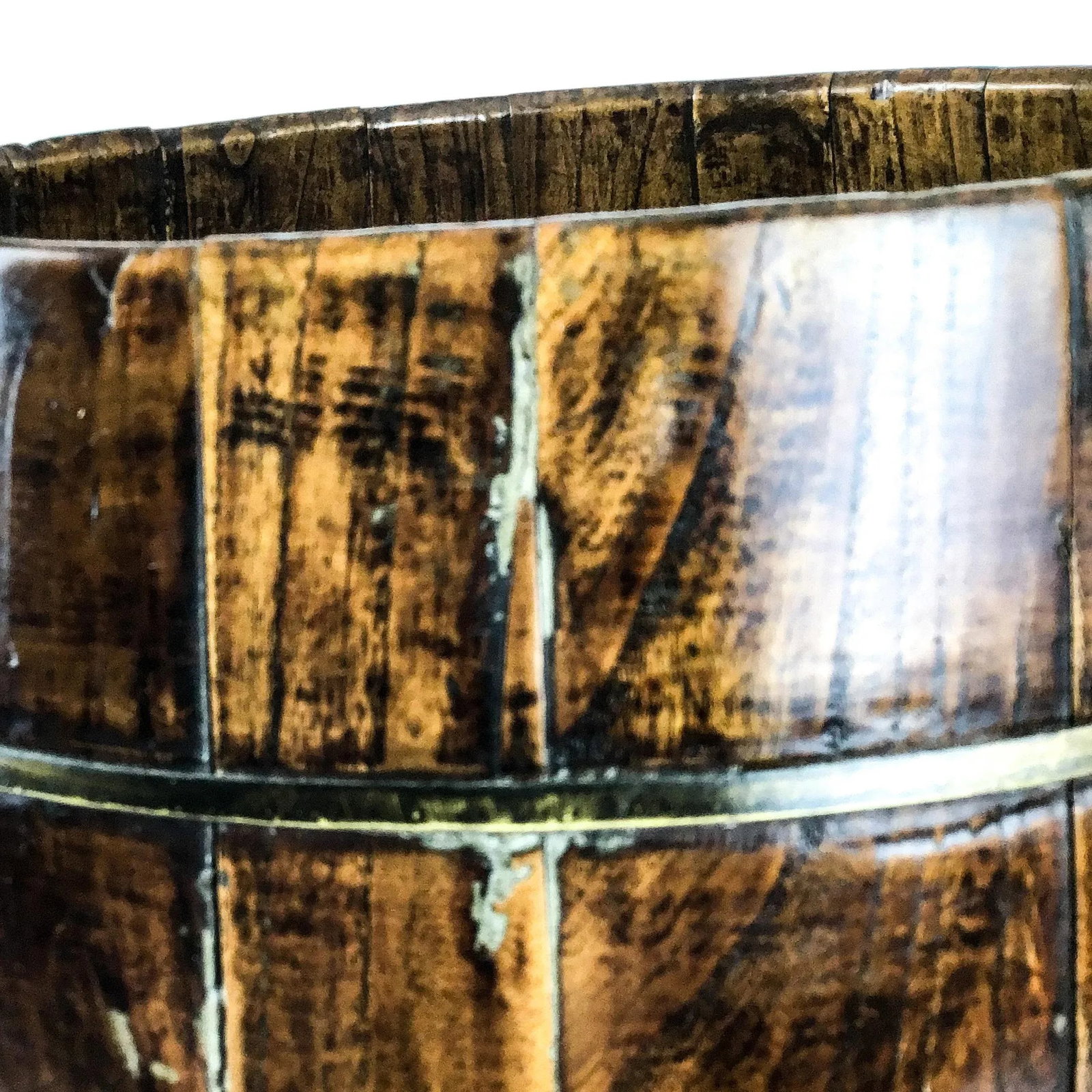 Antique Chinese Wood Rice Container Planter - 9