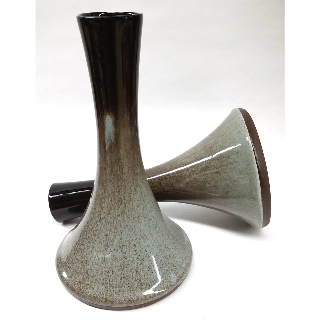 Artisan Mottled Ceramic Vases- A Pair - 2