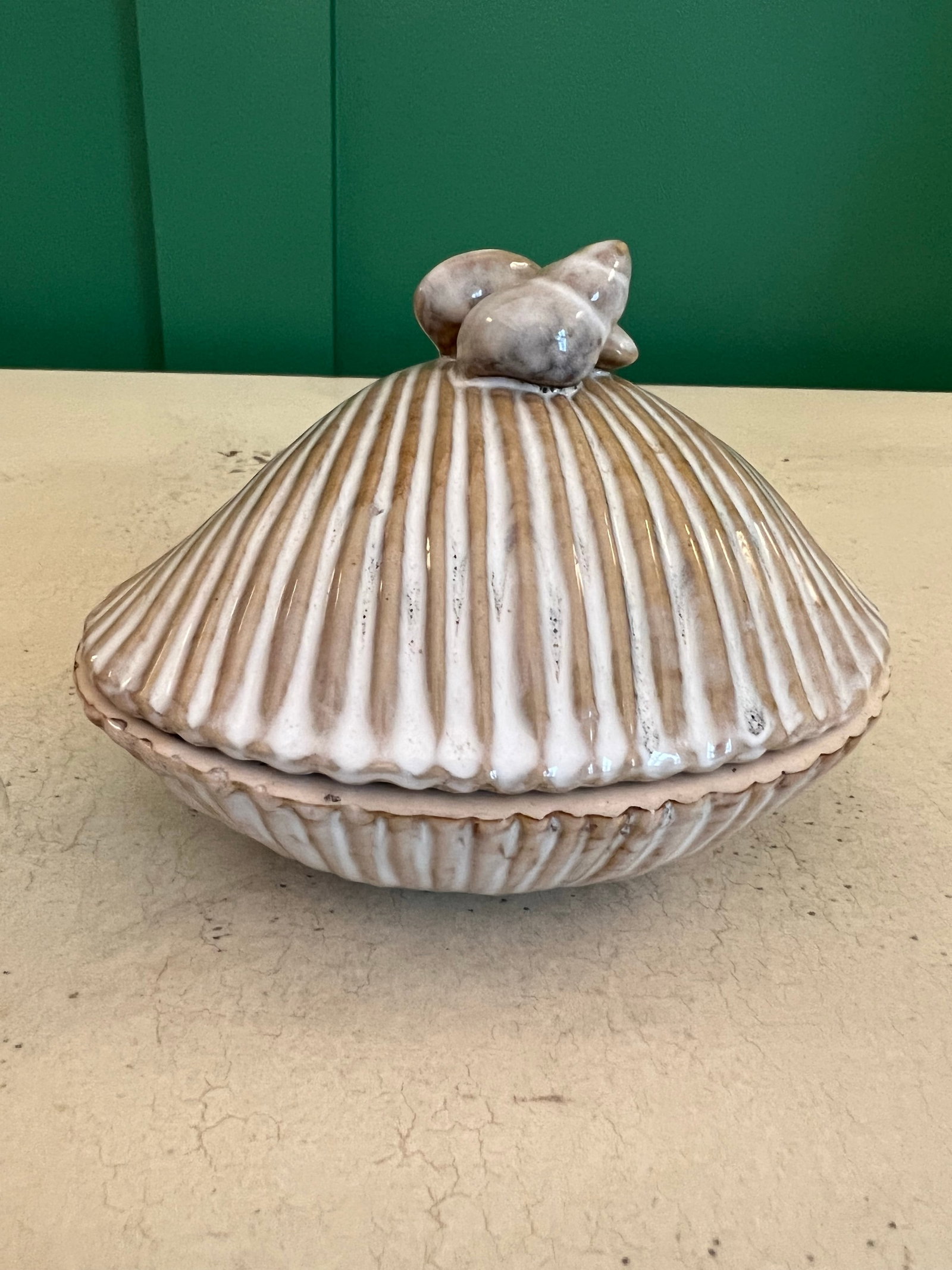 1980s Stoneware Shell Box - 7