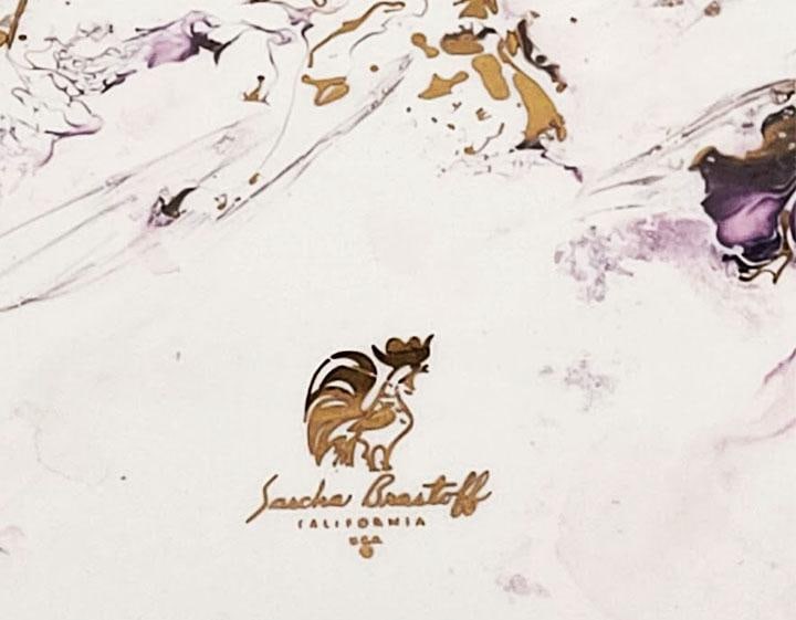 Mid Century Sascha Brastoff Surf Ballet Dinner Plate - Pink & Gold - 4