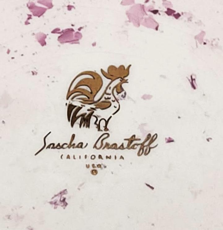 Mid Century Sascha Brastoff Surf Ballet Dinner Plate - Pink & Gold - 3