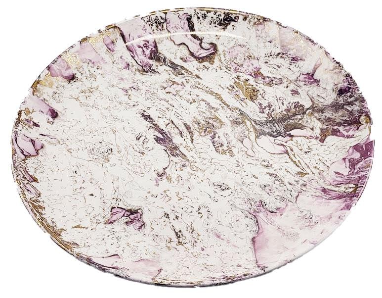 Mid Century Sascha Brastoff Surf Ballet Dinner Plate - Pink & Gold - 2