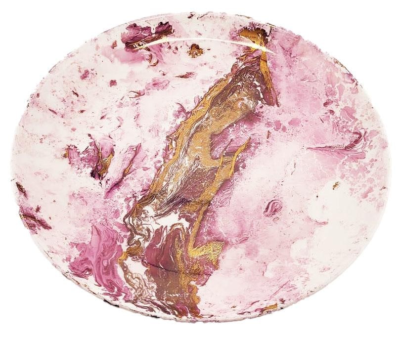 Mid Century Sascha Brastoff Surf Ballet Dinner Plate - Pink & Gold - 2