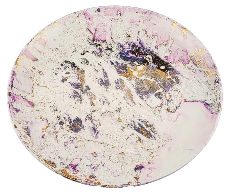 Mid Century Sascha Brastoff Surf Ballet Dinner Plate - Pink & Gold - 2