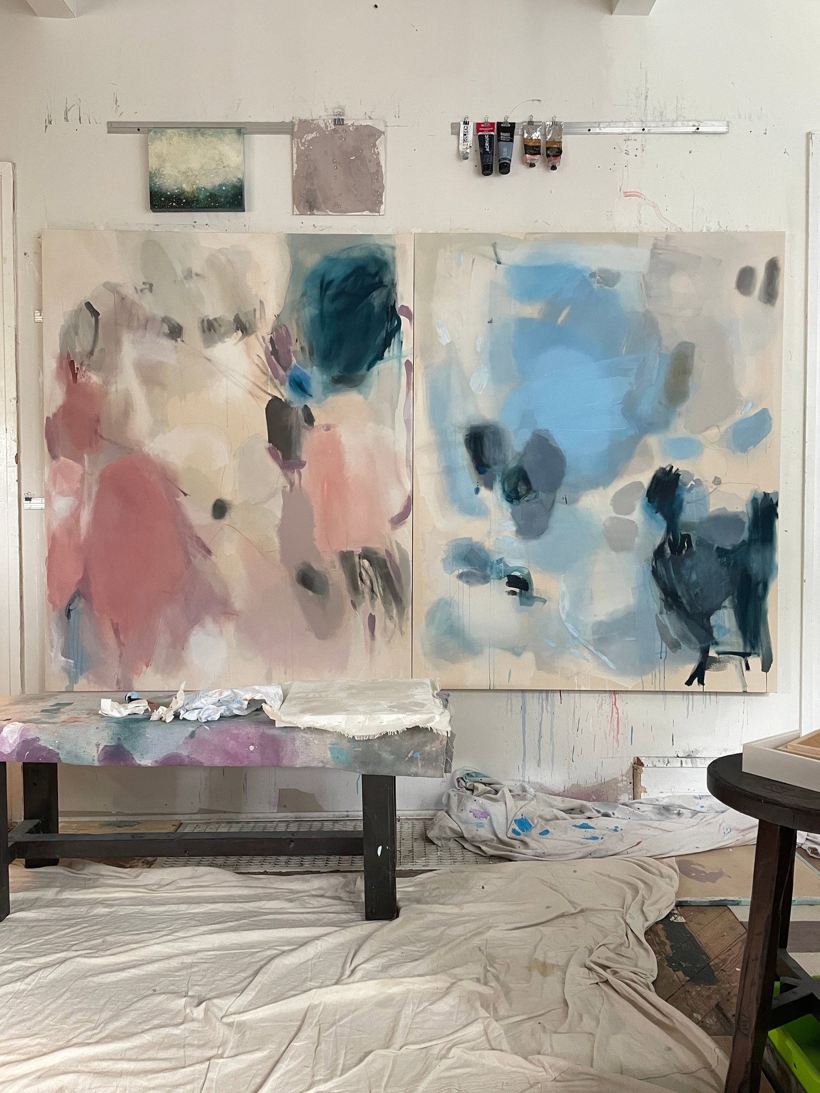 Lakeside Reverie Large Contemporary Blue Abstract Painting in Cerulean, Slate and Navy by Stacey W - 10