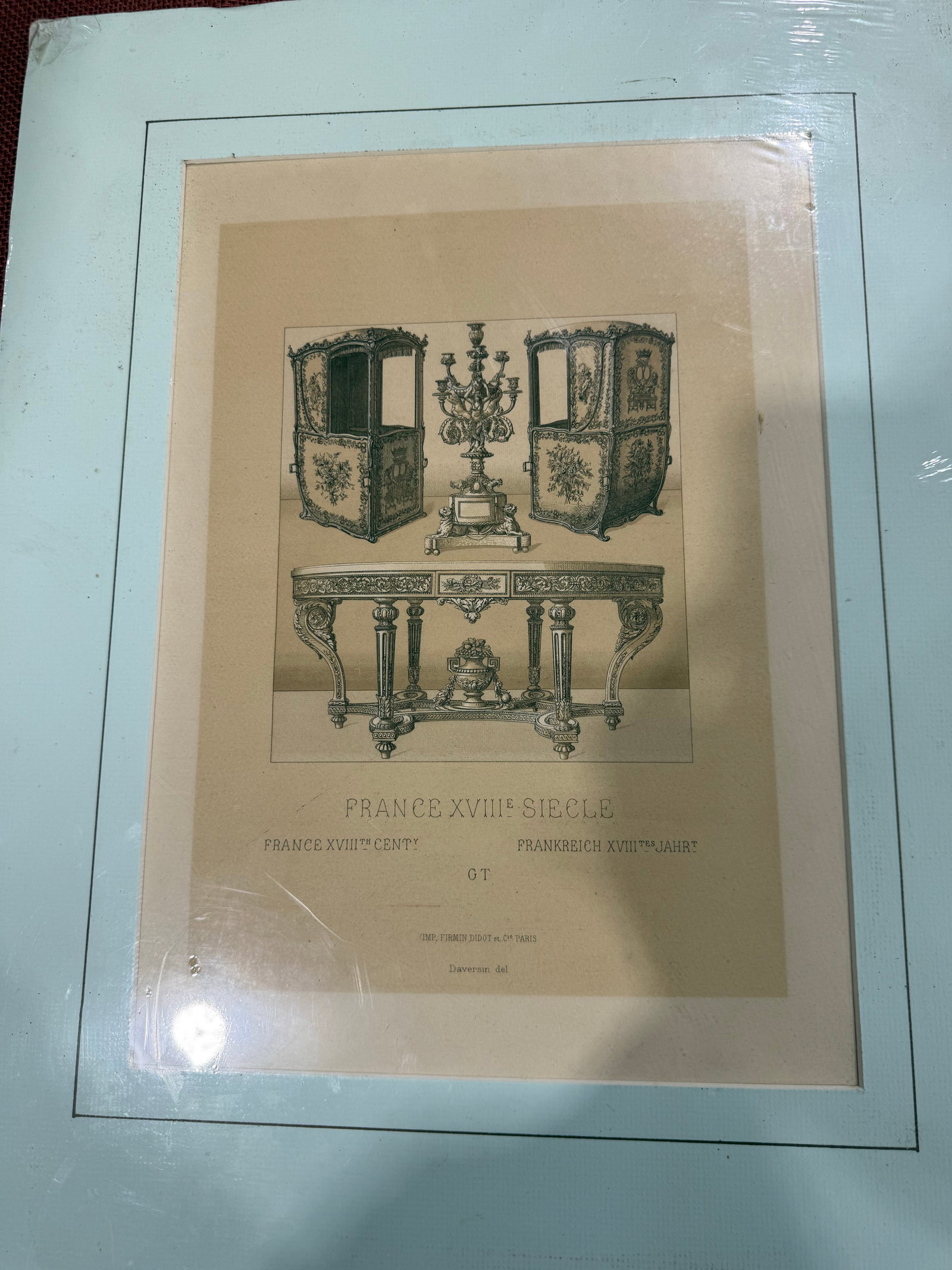 Antique Reproduction Print of French 18th Century Furniture by Racinet 1888 - 3