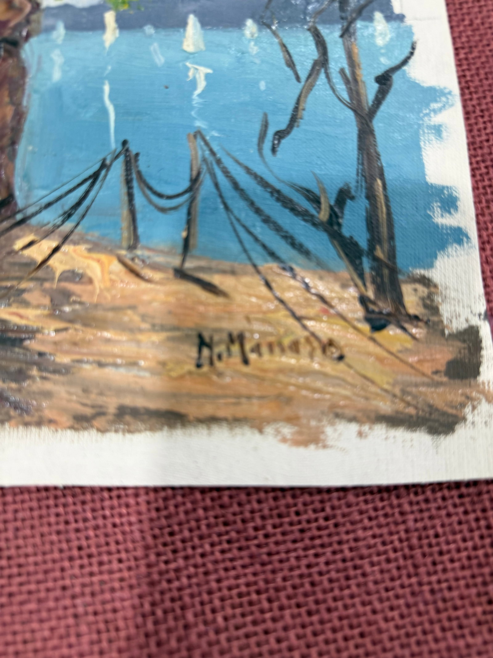 N.Manolla Oil Painting 1950s Loose Signed From Italy - 5