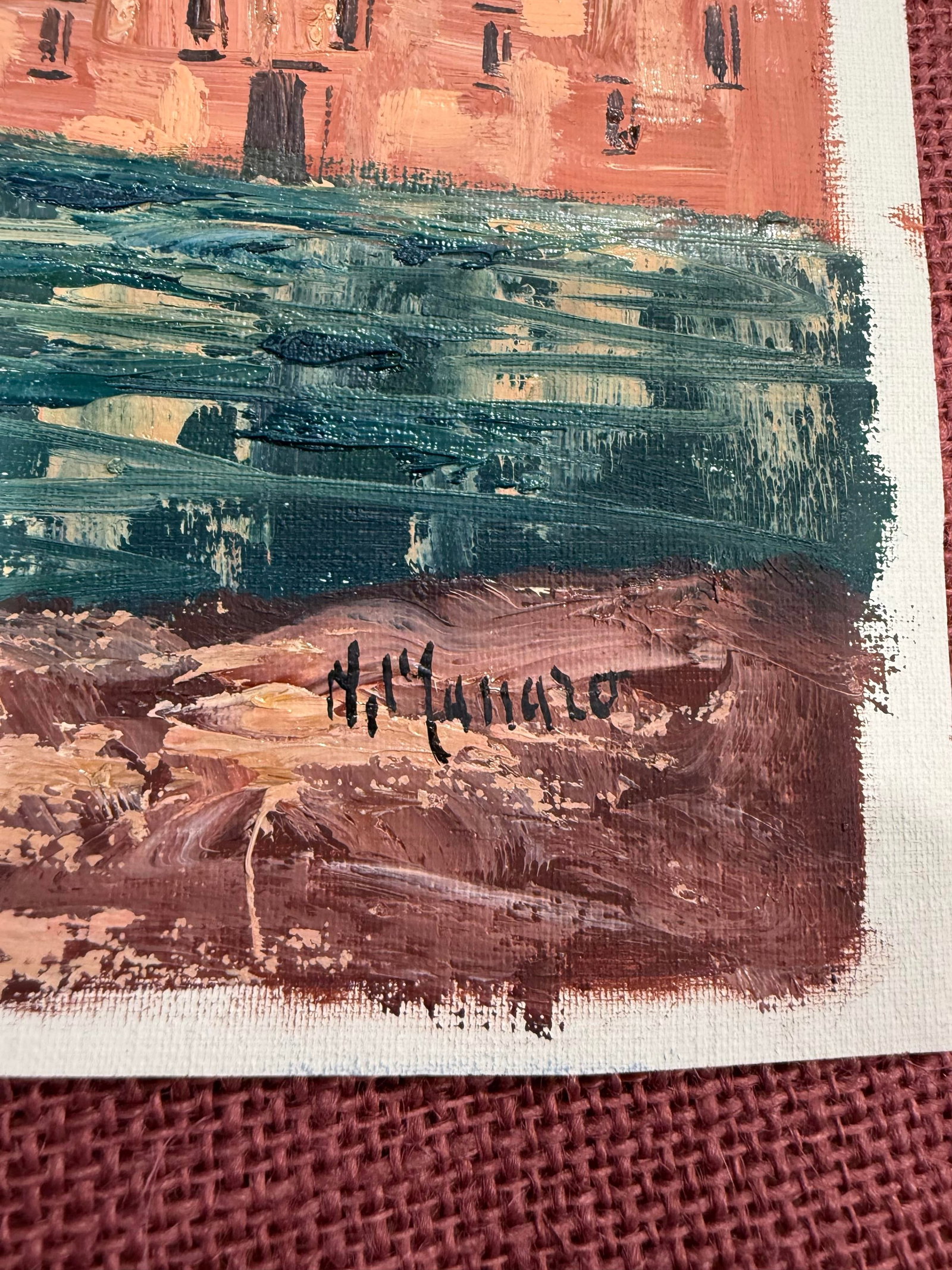 N.Manolla Oil Painting 1950s Loose Signed From Italy - 3