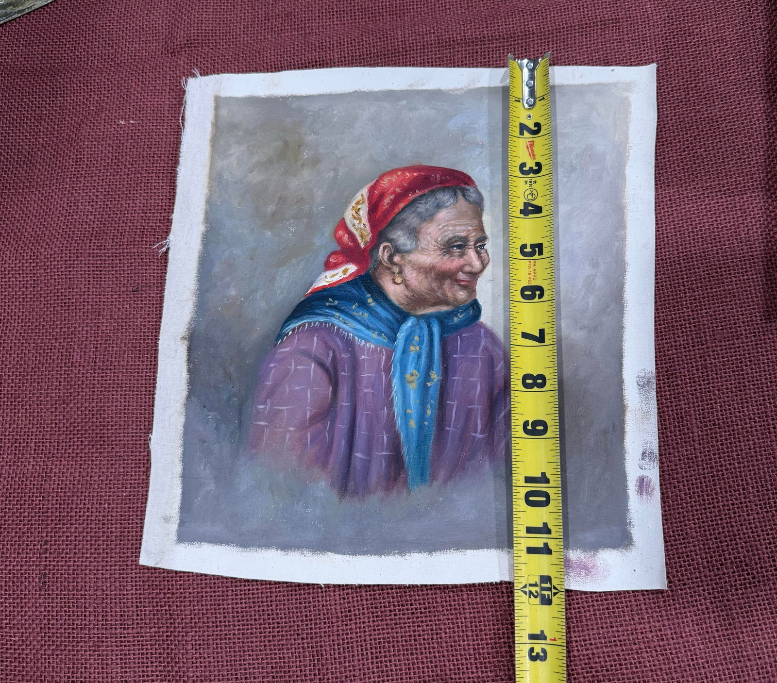 Oil Painting 1950s Loose Colorful Old Lady From Italy - 4