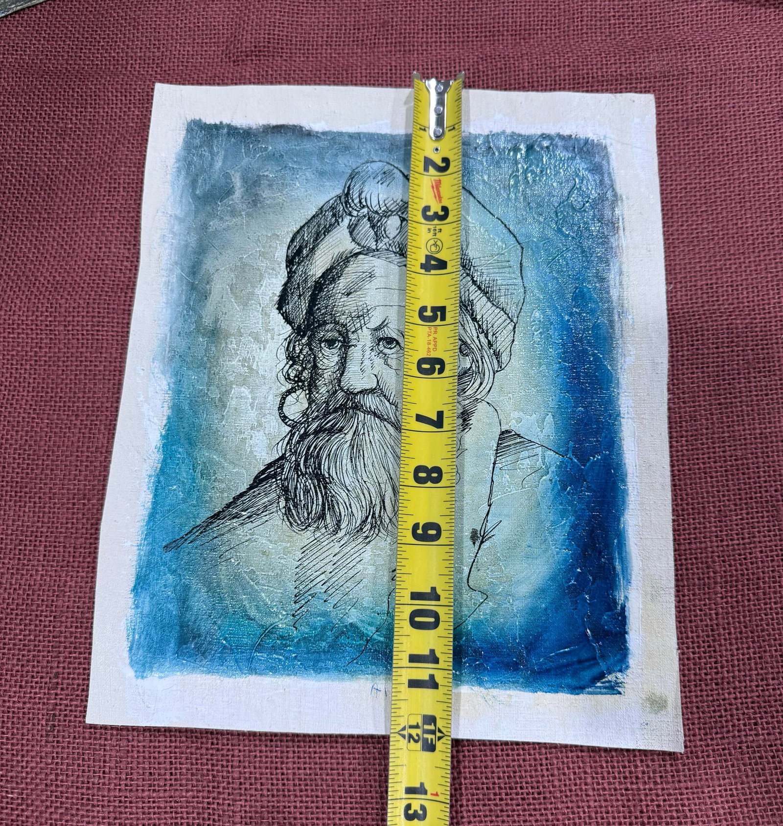 Man With Beard Portrait-Vintage 1950s Painting - 4