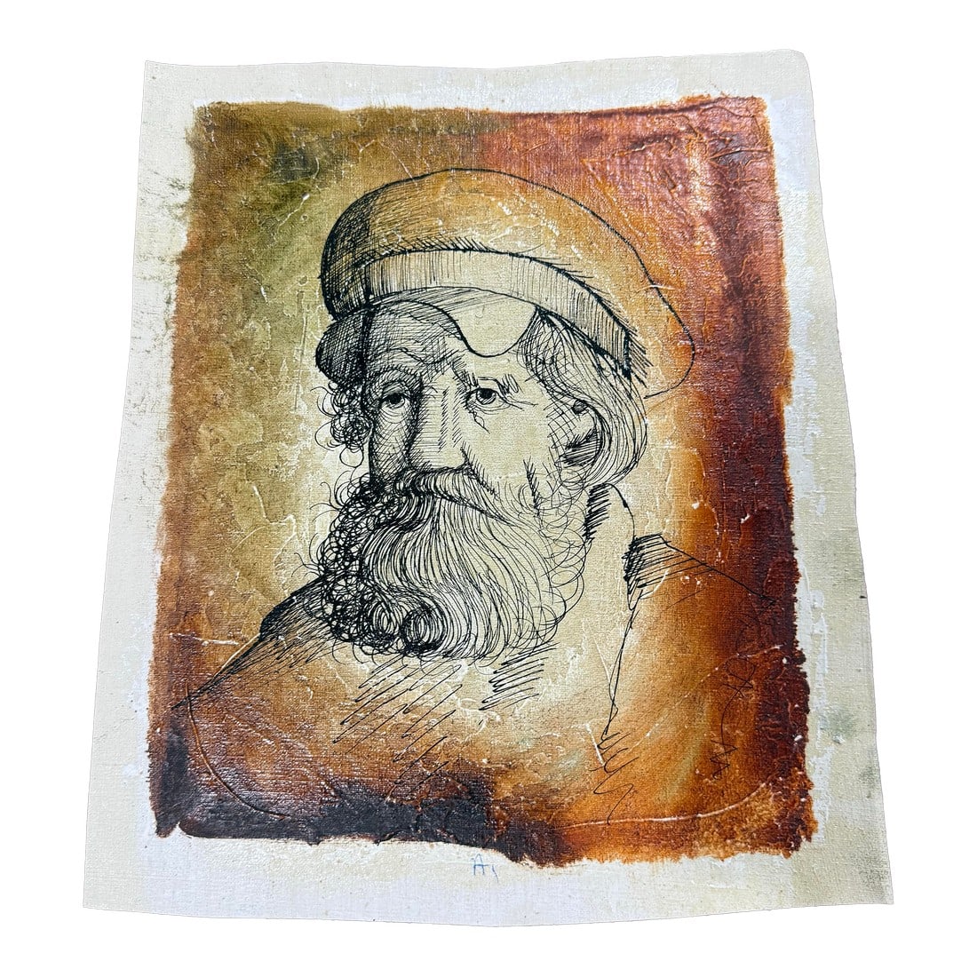 Man With Beard Portrait-Vintage 1950s Painting (1 of 3)