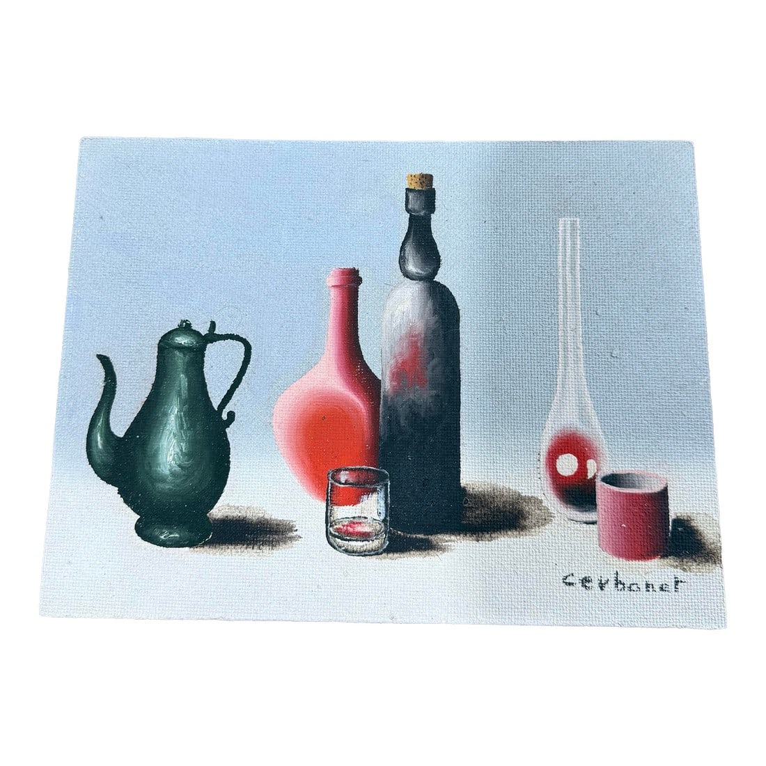 Oil Painting on Board Cerbonet Signed 1950s: Oil Painting On Board Cerbonet Signed 1950s 5x9.5 Excellent condition Signed by artist The product is an original oil painting on board by artist Cenbonet from the 1950s. Measuring 7x9.5