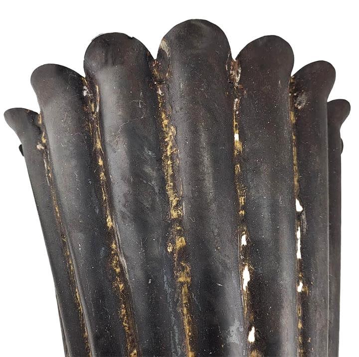 Large Vintage Rusty Metal Fluted Torchiere Wall Pocket Bracket Sconces - A Pair - 3