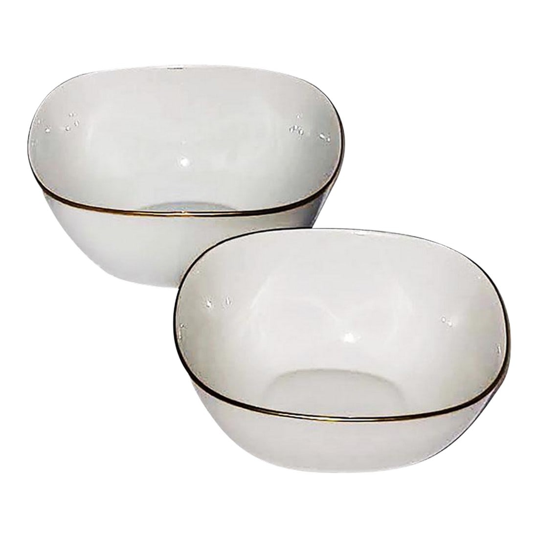 Rosenthal Continental Fortuna Pattern White Serving Bowls - Set of 2: Rosenthal Continental serving bowls from the Fortuna pattern, made in Germany. Pristine condition, bright white with gold trim. Graduated sizes. The larger bowl measures 7" x 8" x 3 1/2" high, the sma