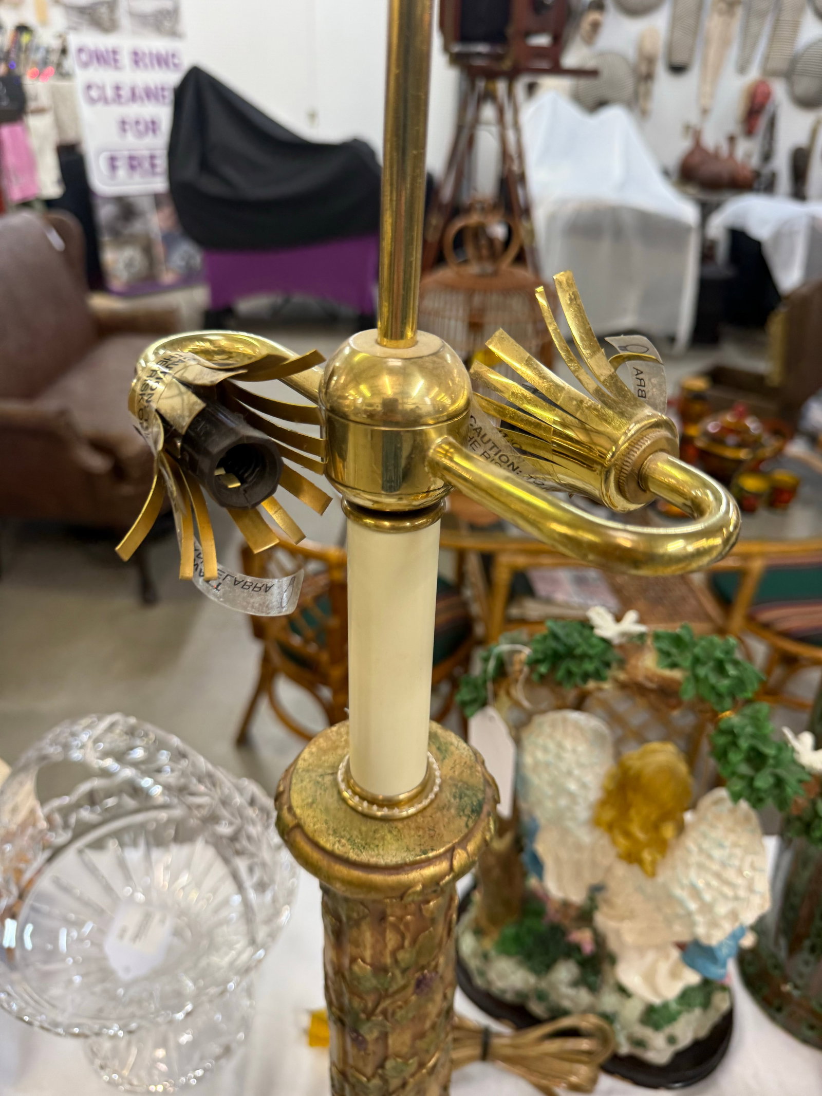 Pair of Vintage Fredrick Cooper Large Floral Column Table Lamps Rare Signed - 2