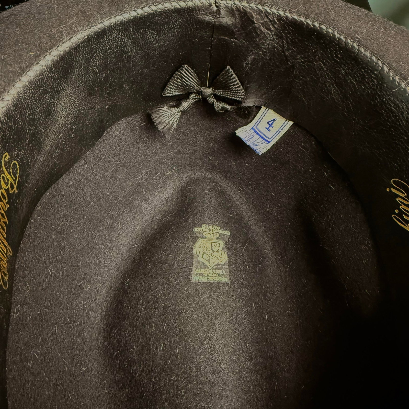 Rare Vintage Borsalino Fur Felt Hat Italy Small Size 4 Ladies or Youth Black Ardilla Feather Weight - 6