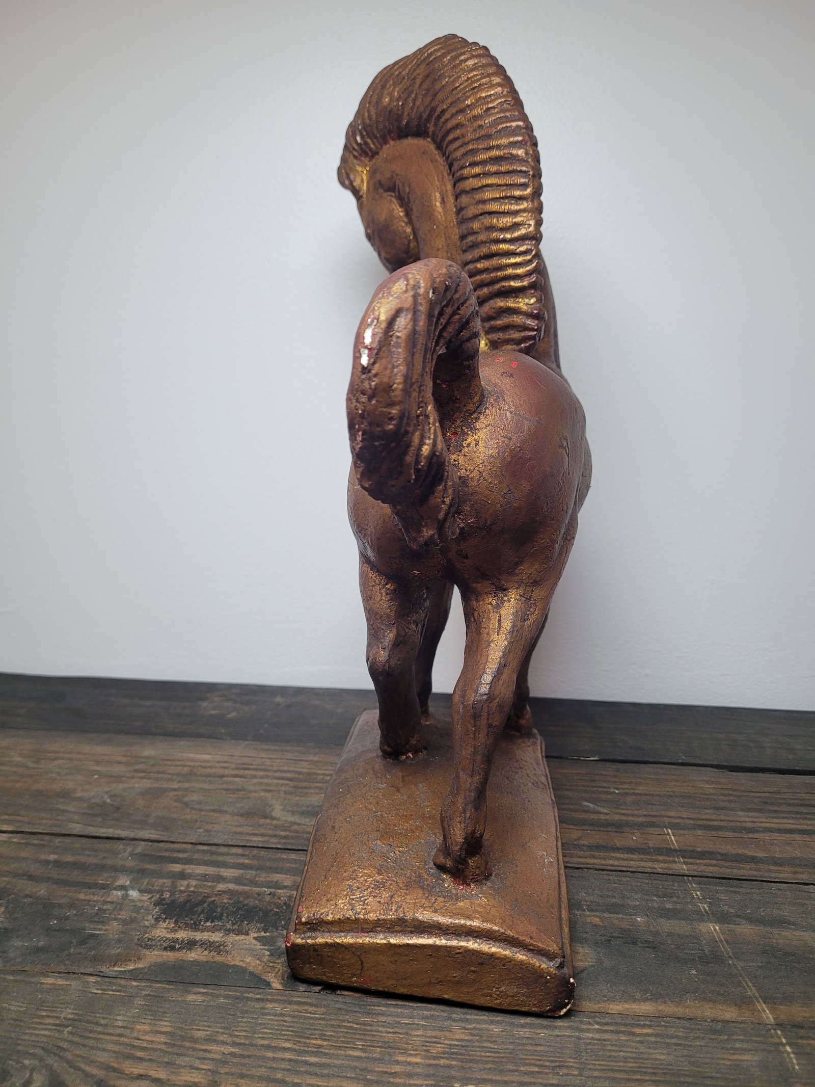 Hollywood Regency Bronze-Finished Plaster Stallion Sculpture - 4