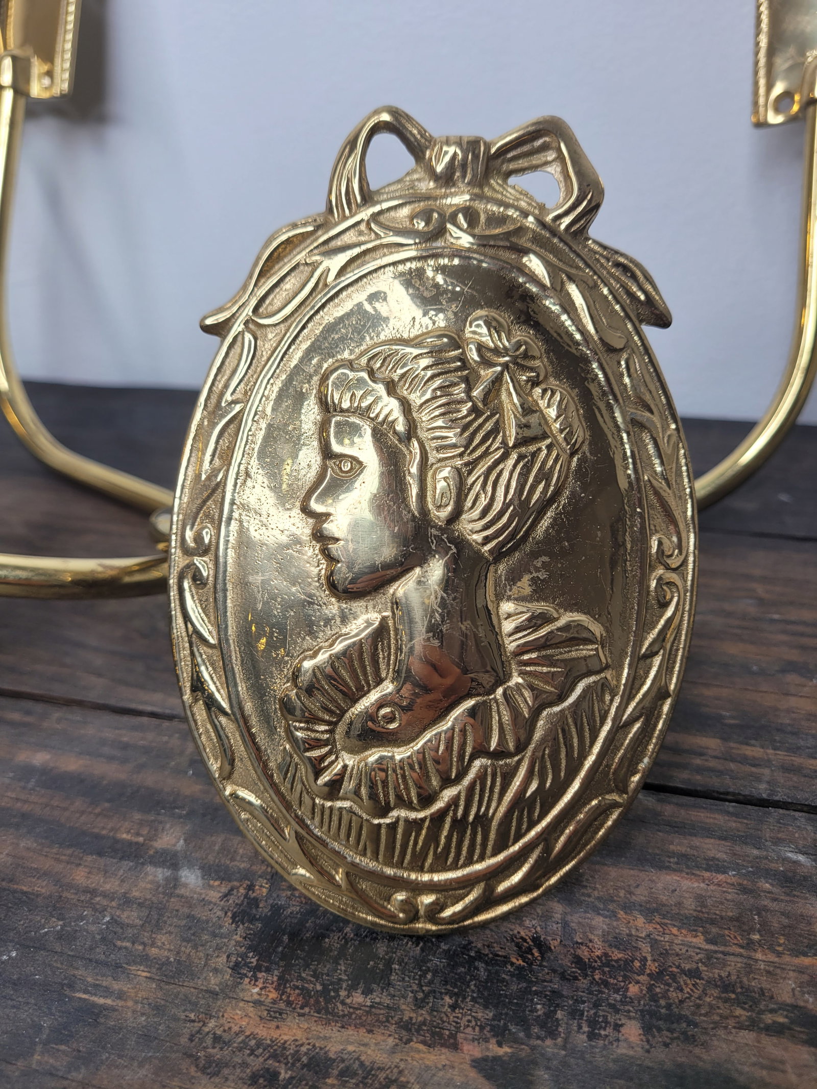 Vintage Nty Solid Brass "Gibson Girl" Portrait Curtain Holdbacks - Set of 4 - 5