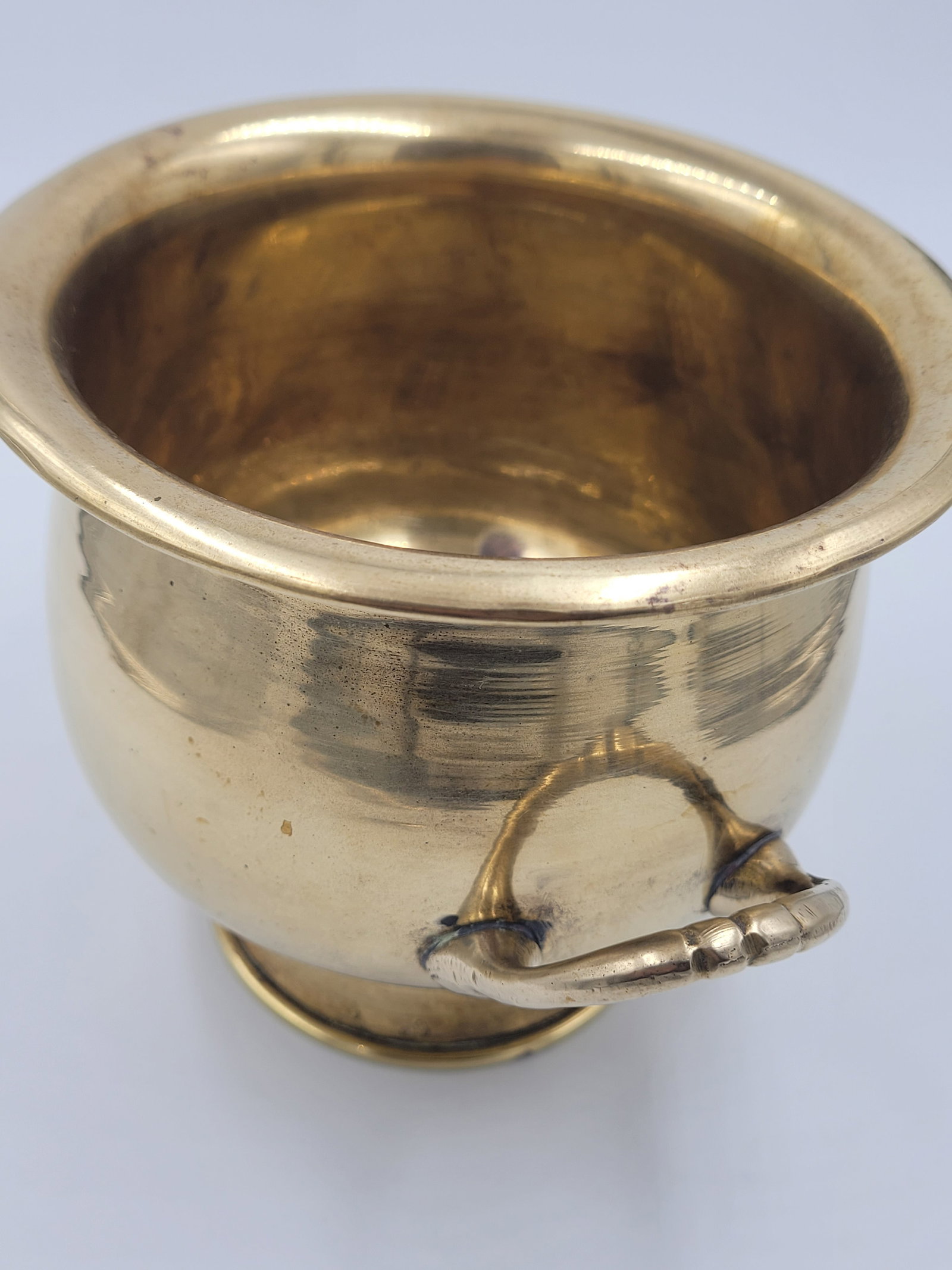 Vintage Carnat Hand-Polished Brass Footed Cachepot / Planter – Made in India - 12