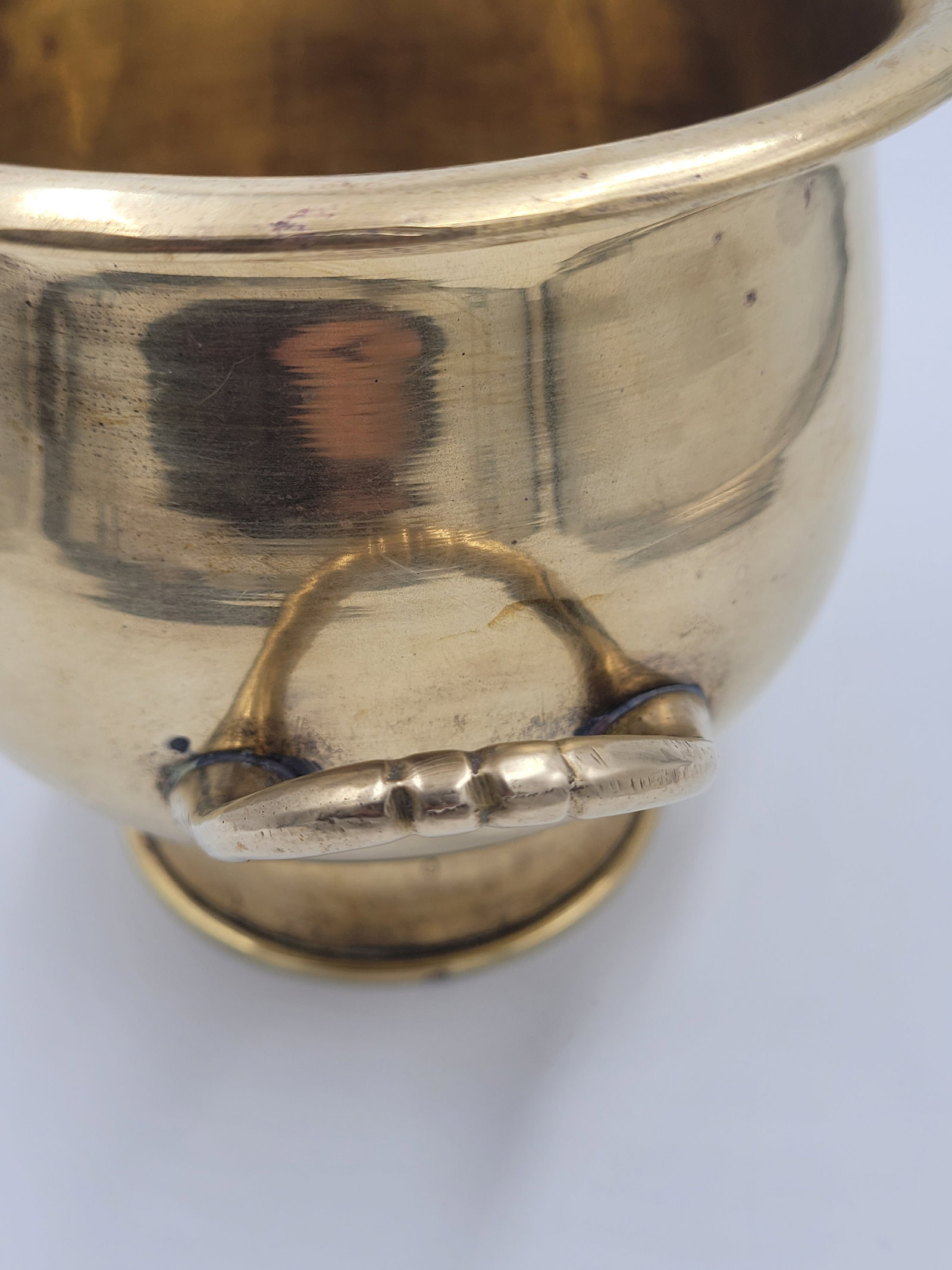 Vintage Carnat Hand-Polished Brass Footed Cachepot / Planter – Made in India - 7