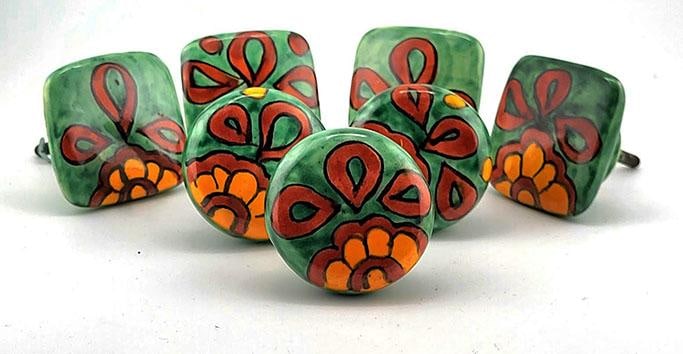 Mexican Talavera Pottery Cabinet & Drawer Pulls - Set of 7 - 2