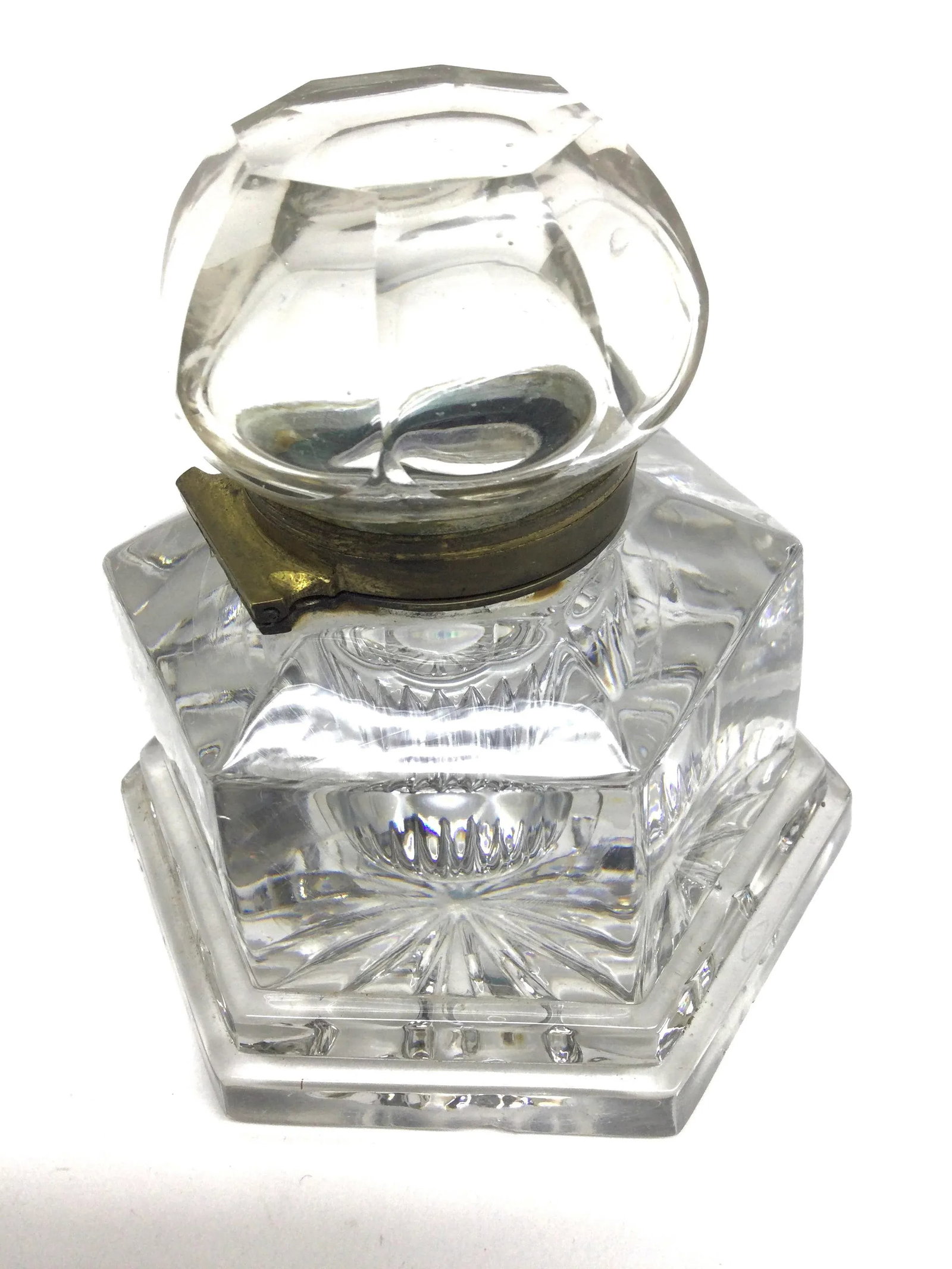 Crystal Brass Lidded Ink Well - 4