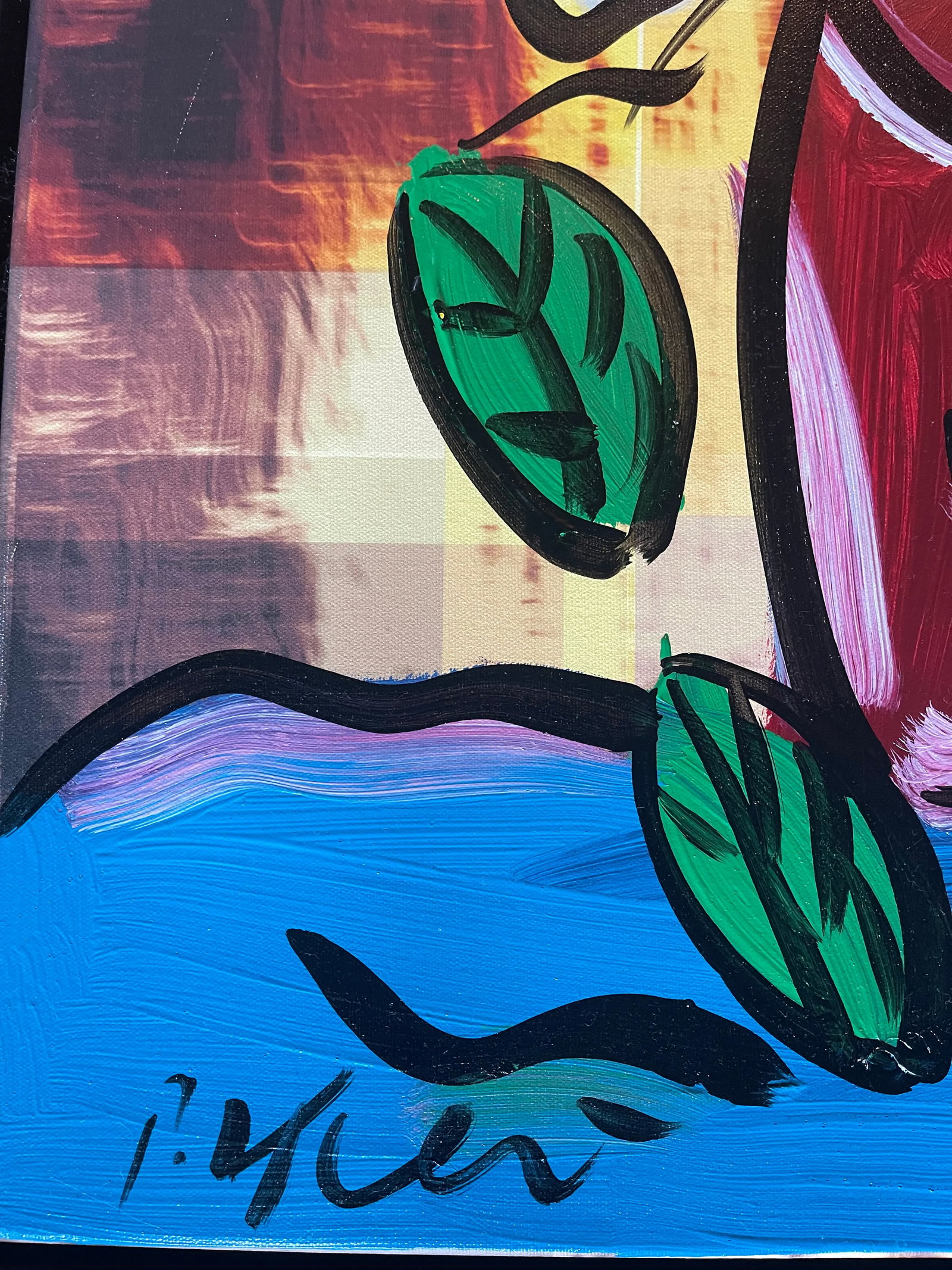 Contemporary Abstract Floral Still Life Acrylic Painting by Peter Keil, Framed - 3