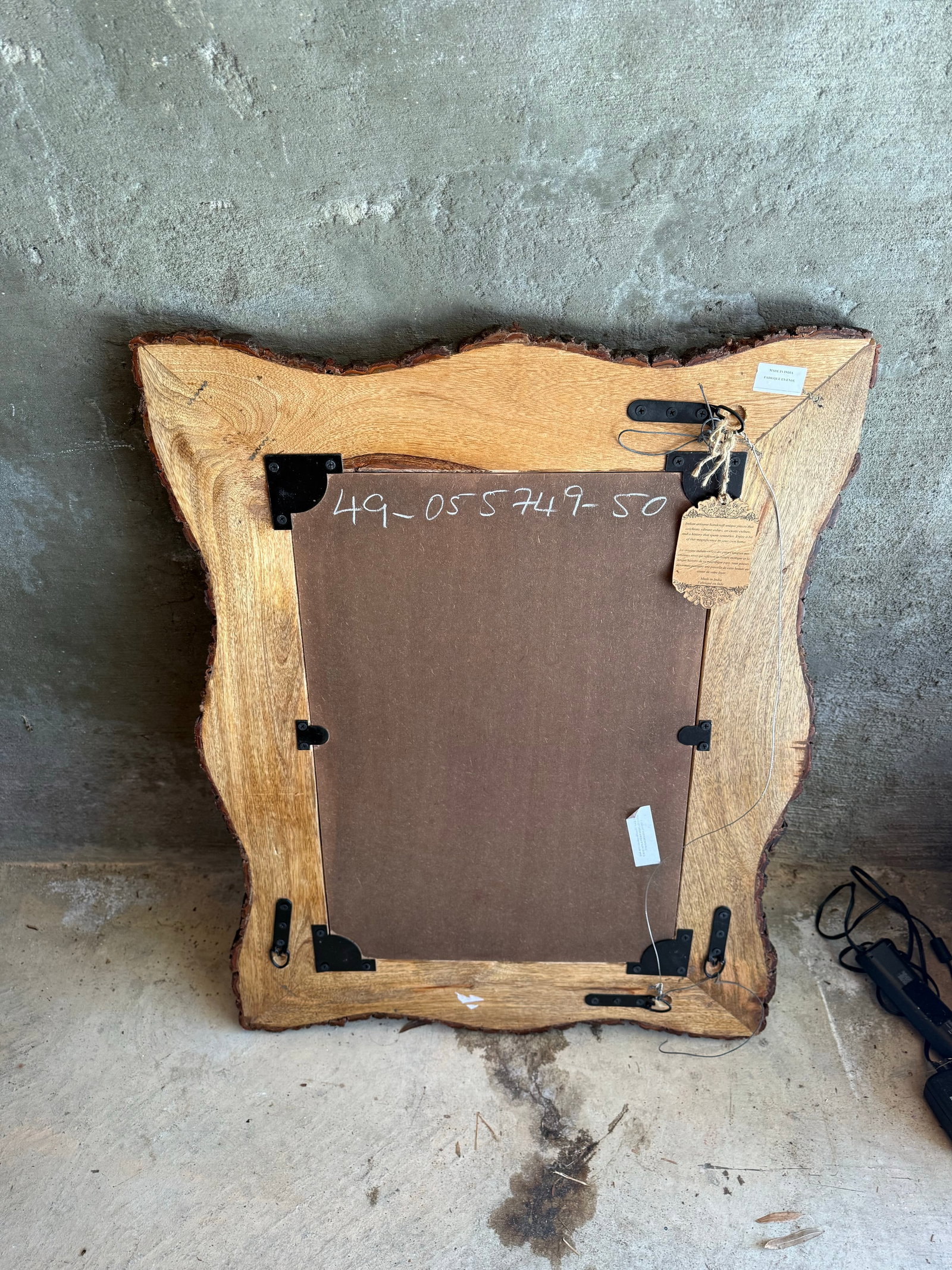 Large Handcrafted India Maplewood Wall Hanging Mirror 22x29 - 6