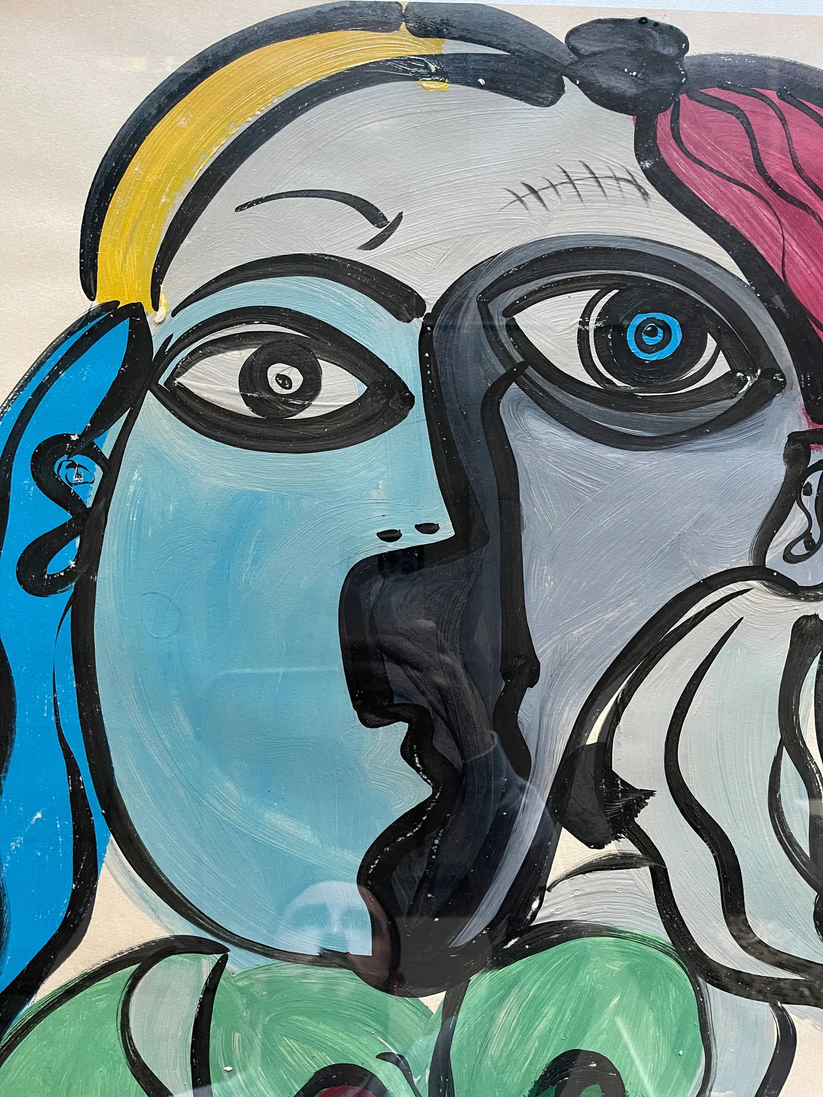 Late 20th Century Abstract Face Portrait Painting by Peter Keil, Framed - 3