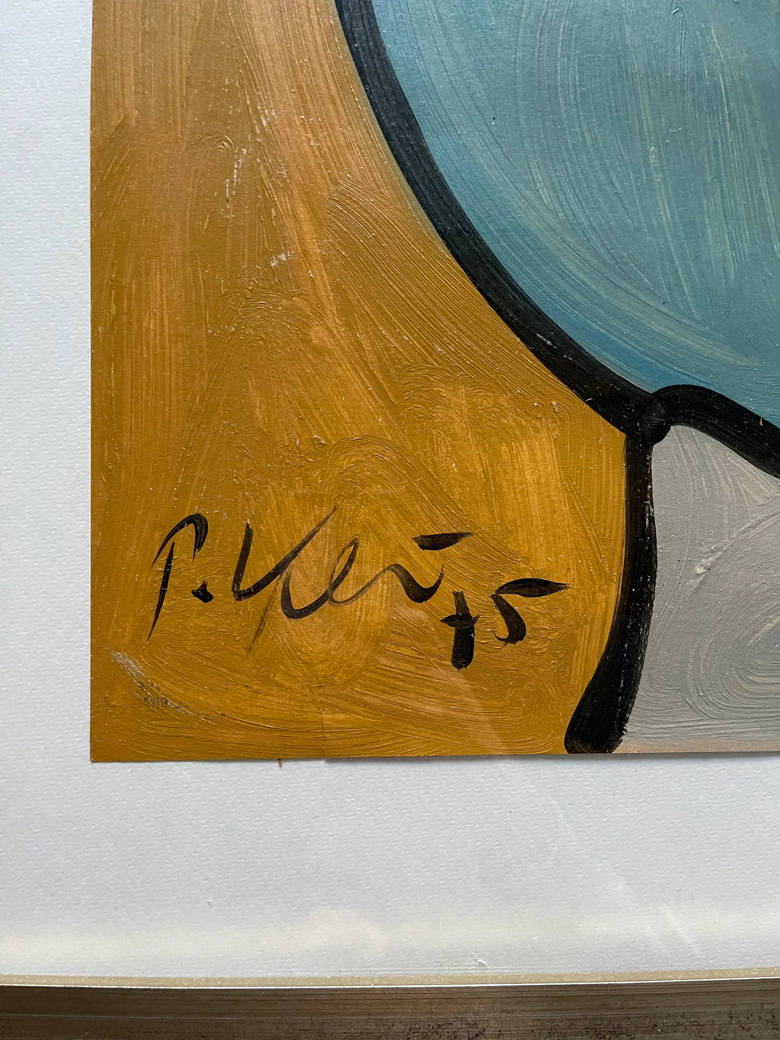 1970s Cubist Style Abstract Face Painting by Peter Keil, Framed - 3